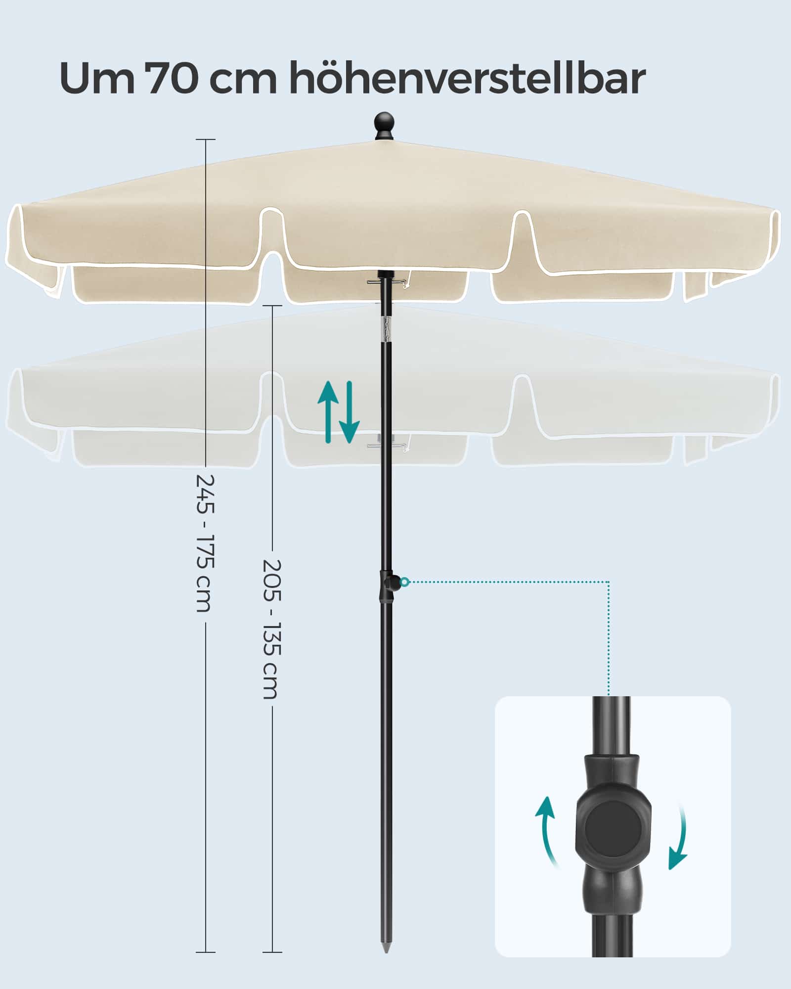 Sonnenschirm 230 x 150 cm knickbar und höhenverstellbar-GPU044M01 Sonnenschirm 230 x 150 cm knickbar und höhenverstellbar-GPU044M01