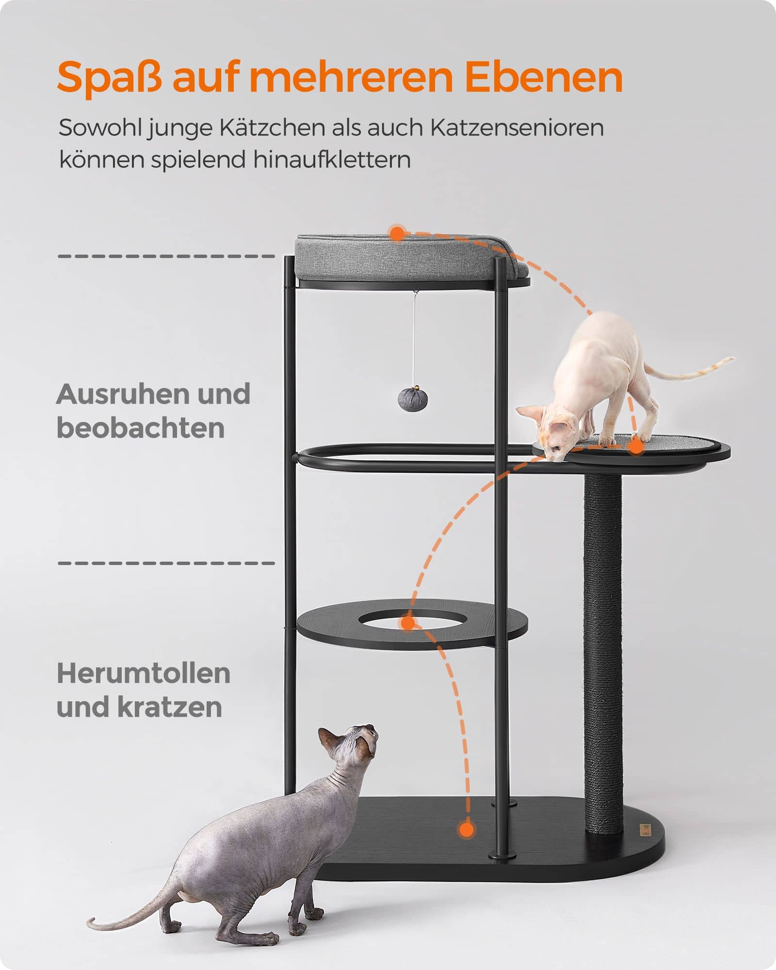 Kratzbaum 111 cm hoch mit Sisalstamm klassikschwarz Kratzbaum 111 cm hoch mit Sisalstamm klassikschwarz