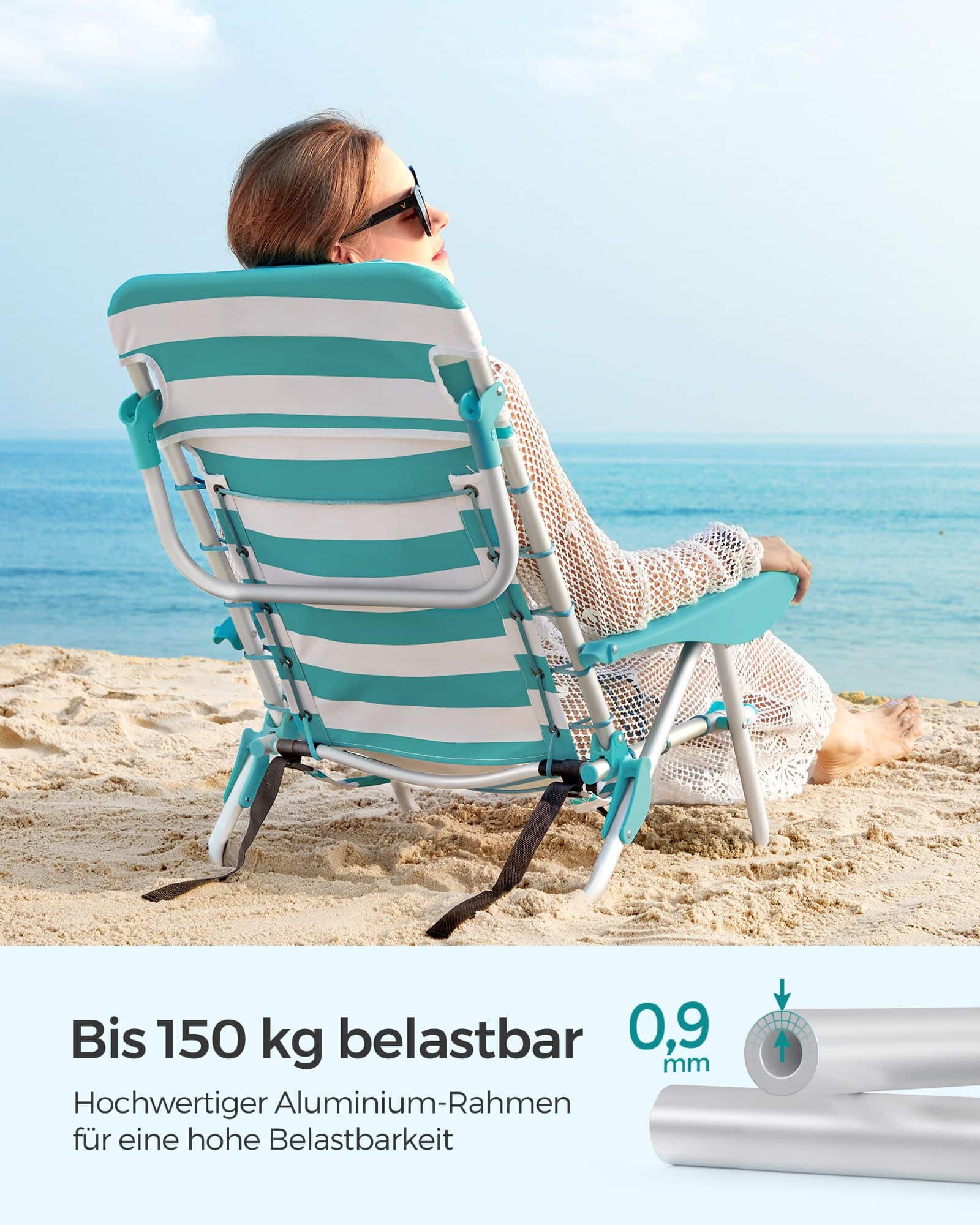 Strandstuhl mit abnehmbarer Kopfstütze 2er Set grün-weiß gestreift-GCB62JW02