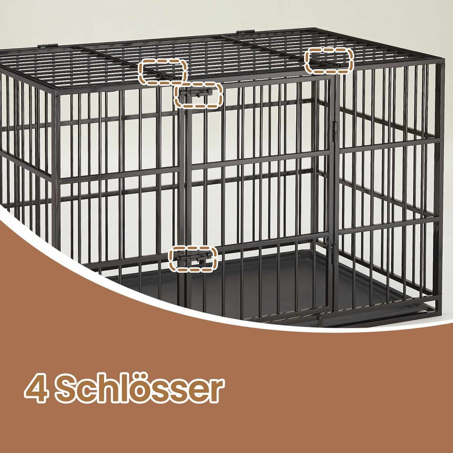 Hundekäfig 122 x 75 x 80 cm mit herausnehmbarer Bodenschale Hundekäfig 122 x 75 x 80 cm mit herausnehmbarer Bodenschale