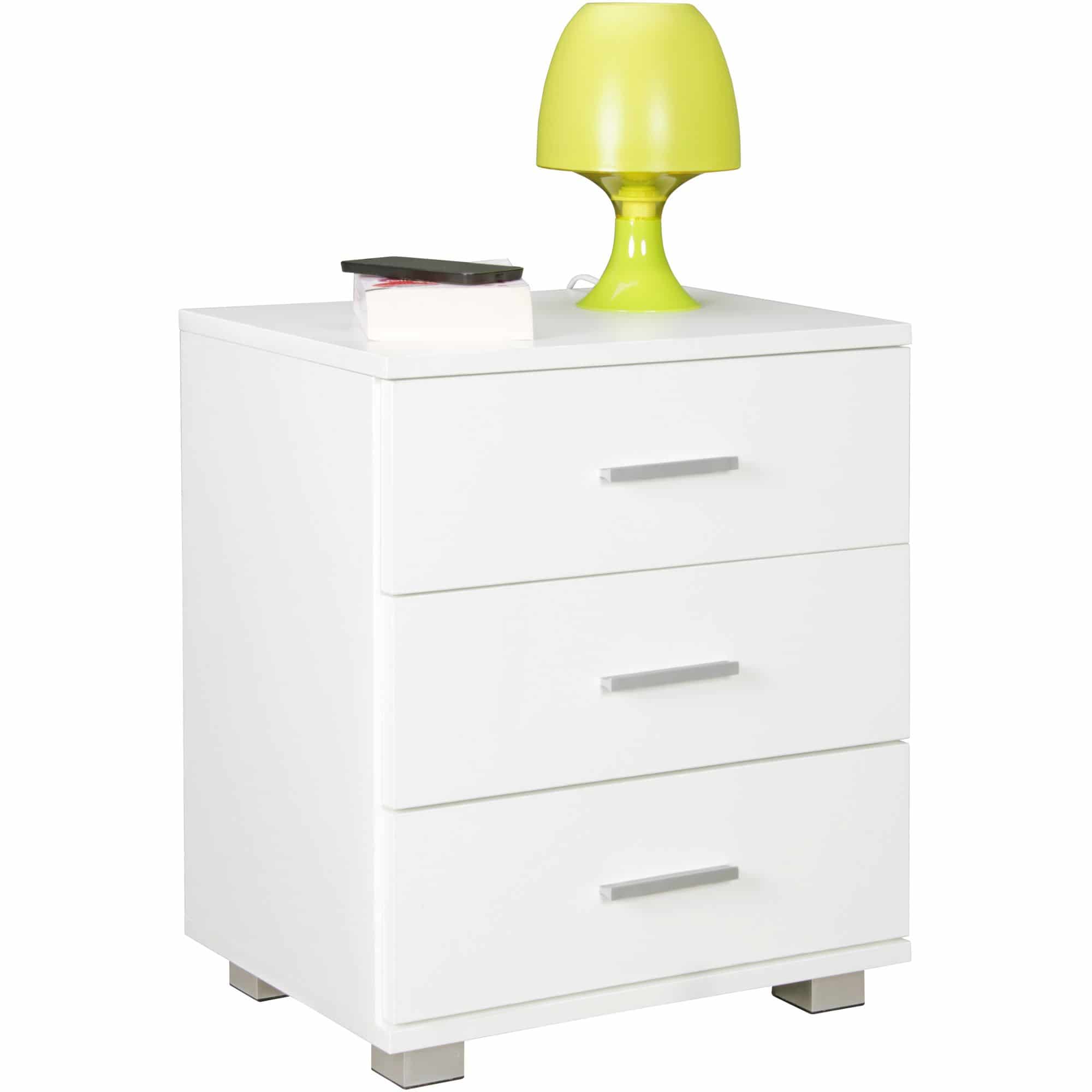 44678-WOHNLING-Nachtkonsole-NINA-3-Schubladen-weiss1rSnqykHHWgQa Nachtkonsole LATINA Holz Nachttisch modern mit 3 Schubladen weiss