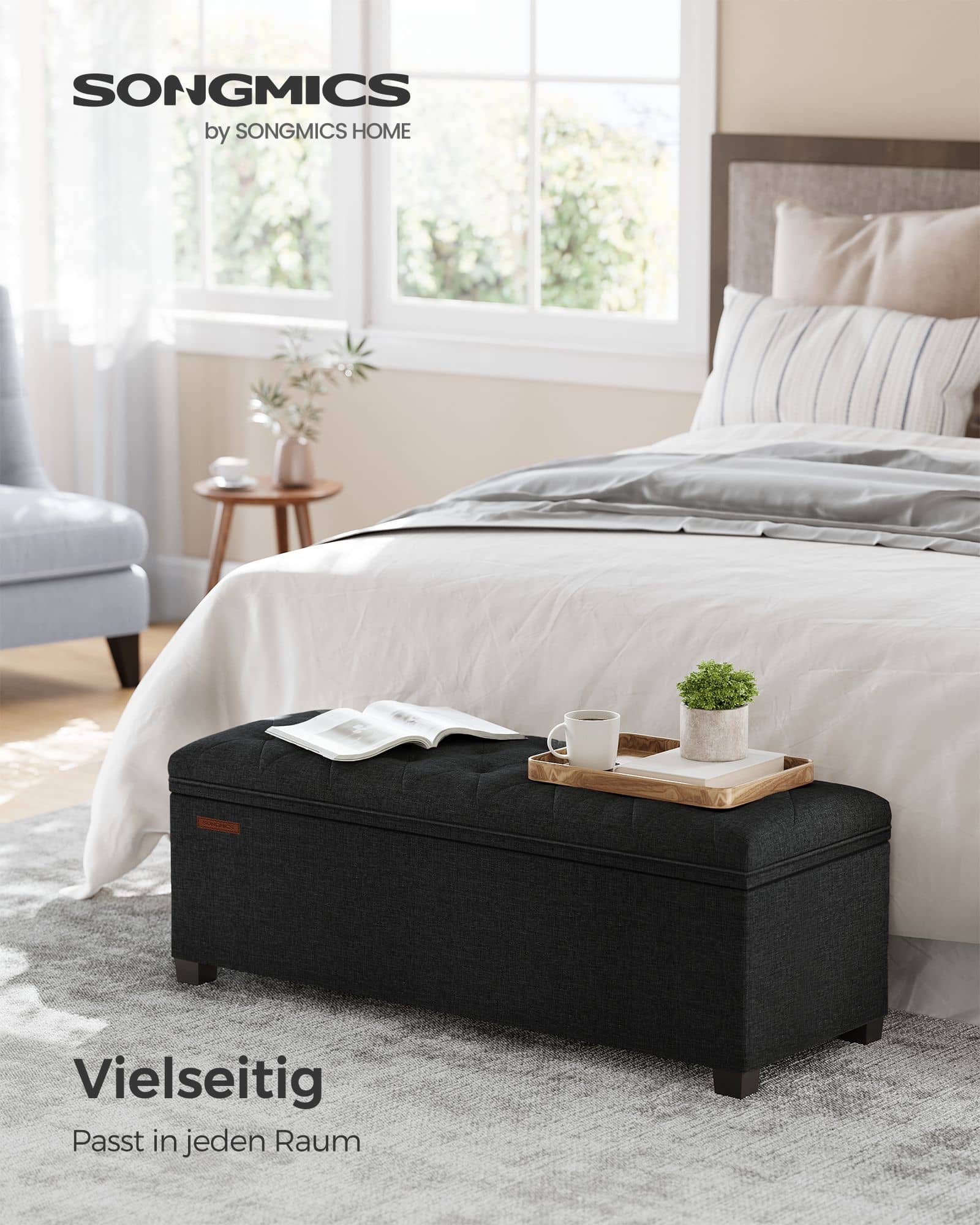 Sitzhocker mit Stauraum 40 x 110 x 40 cm tintenschwarz