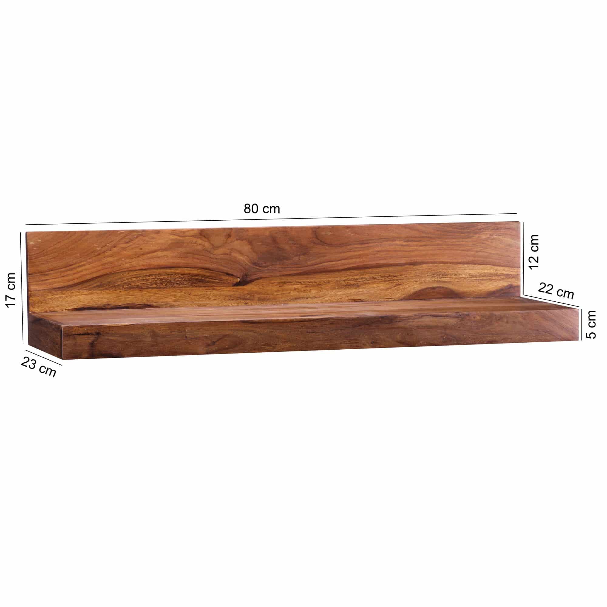 Wandregal MUMBAI Massiv-Holz Sheesham Holzregal 80 cm Landhaus-Stil Hänge-Regal Echt-Holz Wand-Board Natur-Produkt Wandregal MUMBAI Massiv-Holz Sheesham Holzregal 80 cm Landhaus-Stil Hänge-Regal Echt-Holz Wand-Board Natur-Produkt
