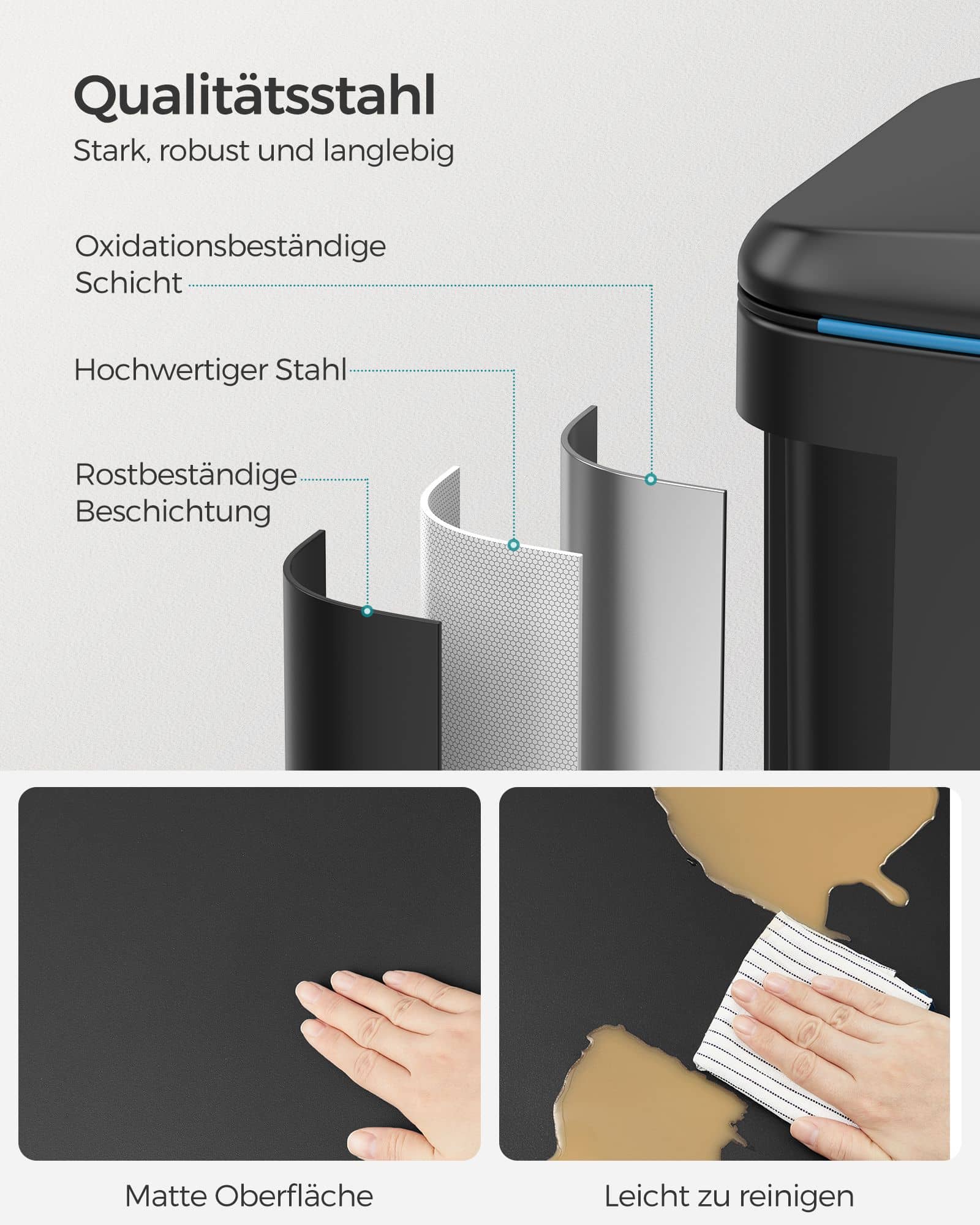 Mülleimer Küche 2 x 20 L mit Griffen schwarz-LTB40B02