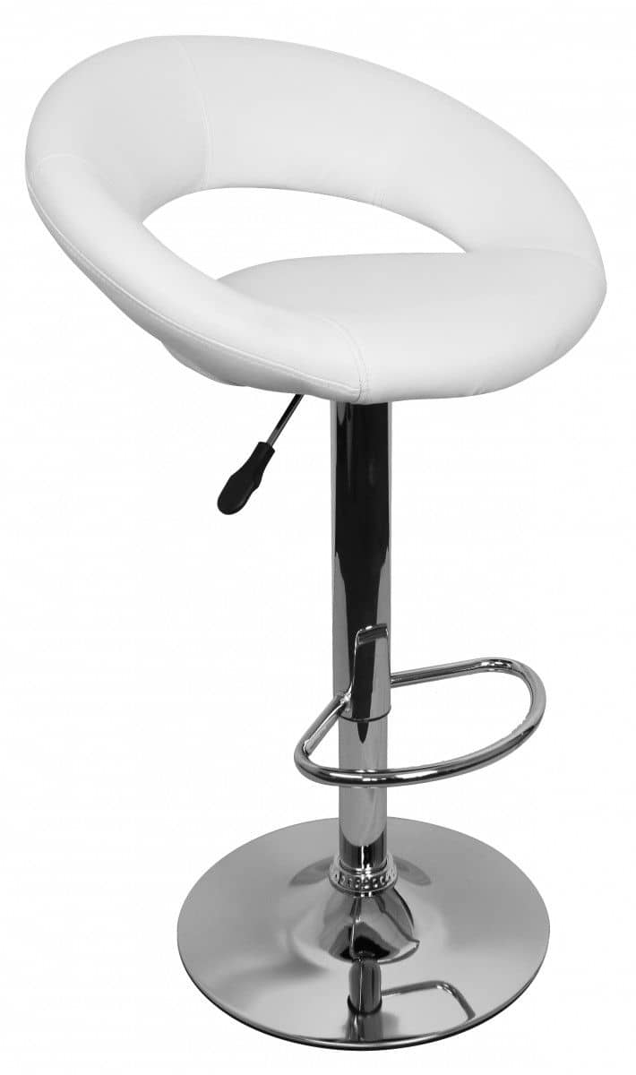 Barhocker Hocker Bezug Kunstleder weiß höhenverstellbar Design Barstuhl ohne Rückenlehne Chrom 110 kg Barhocker Hocker Bezug Kunstleder weiß höhenverstellbar Design Barstuhl ohne Rückenlehne Chrom 110 kg