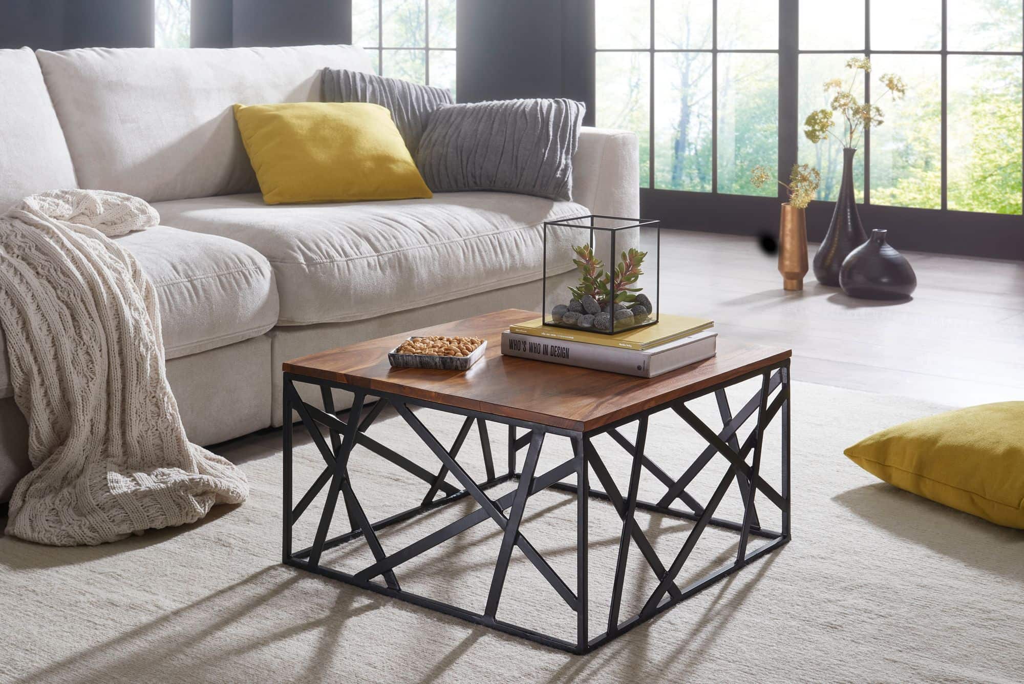47279-WOHNLING-Couchtisch-60x60x35-cm-Sheesham-WL_2 Couchtisch BAKAL 60x35x60 cm Sheesham Massivholz / Metall Sofatisch