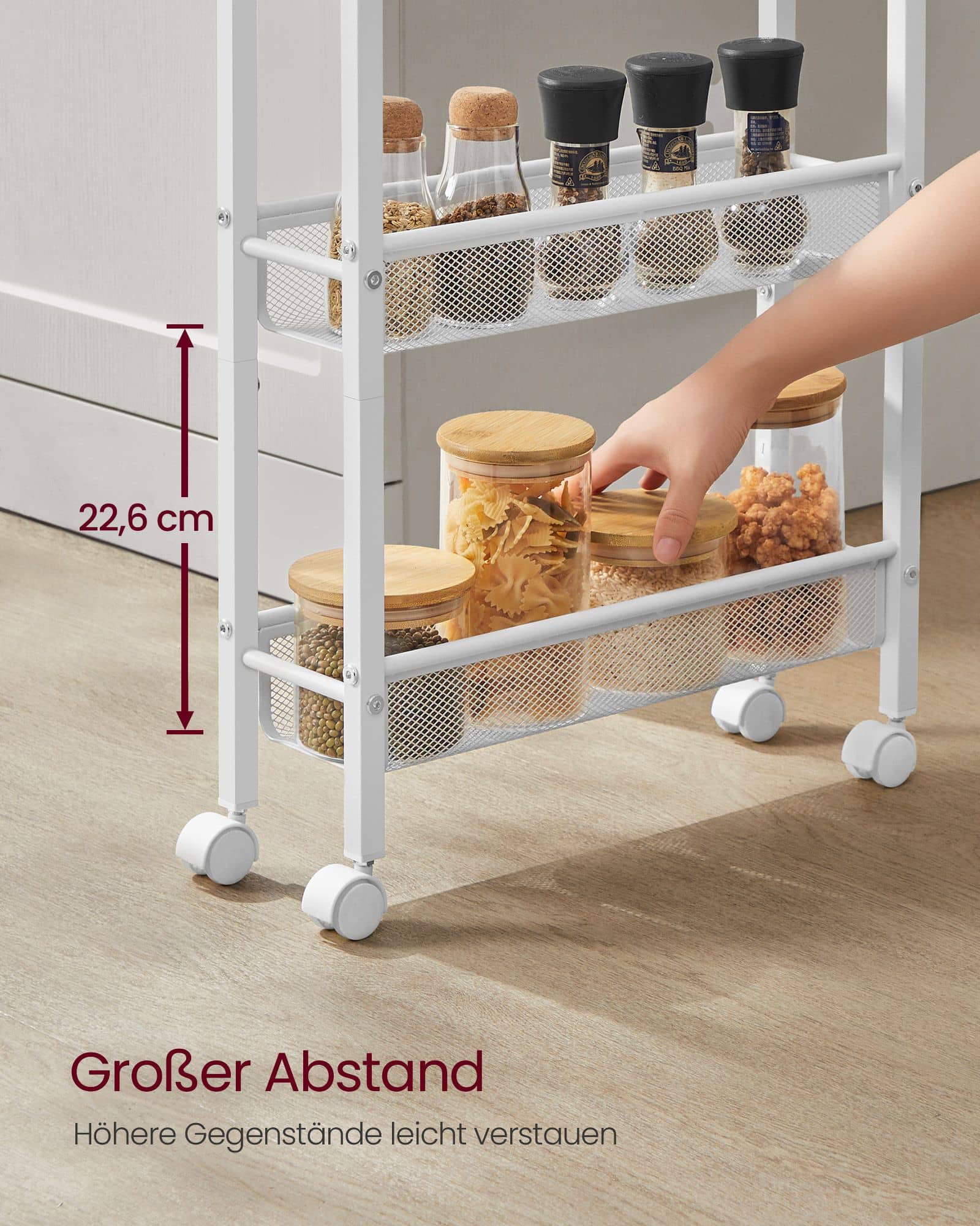 Rollwagen mit 5 Ebenen auf Rollen 13 x 45,4 x 99,6 cm Rollwagen mit 5 Ebenen auf Rollen 13 x 45,4 x 99,6 cm