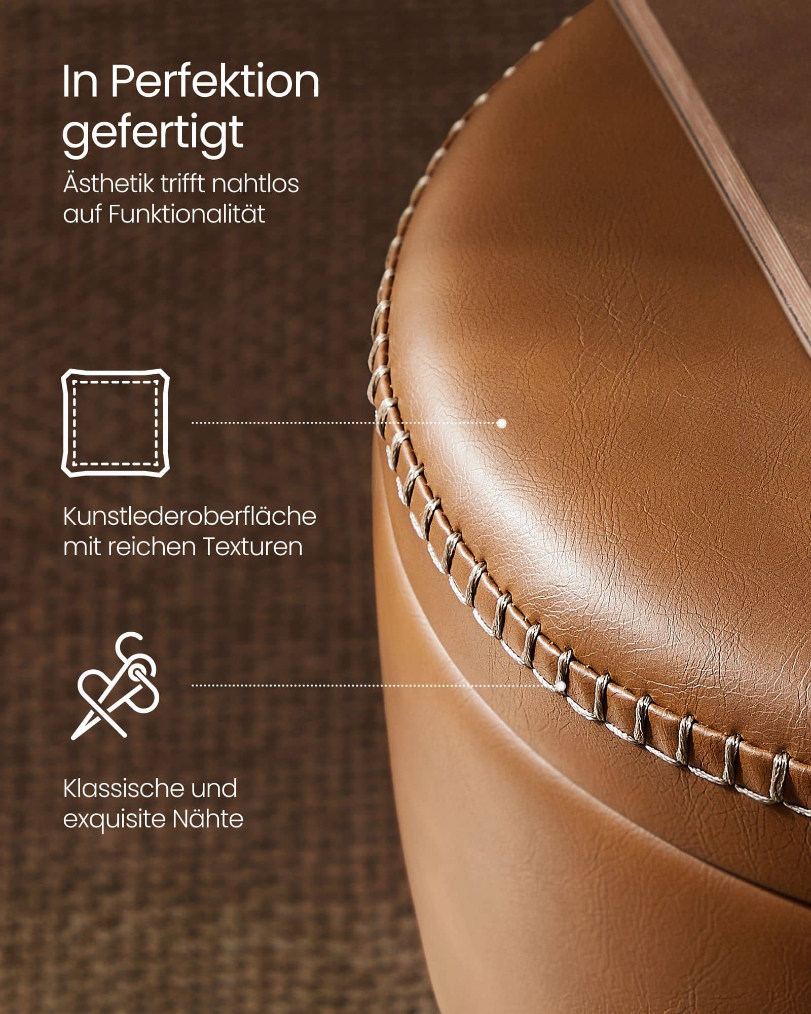 EKHO Kollektion - Sitzbank mit Stauraum Mid-Century-Stil rund karamellbraun