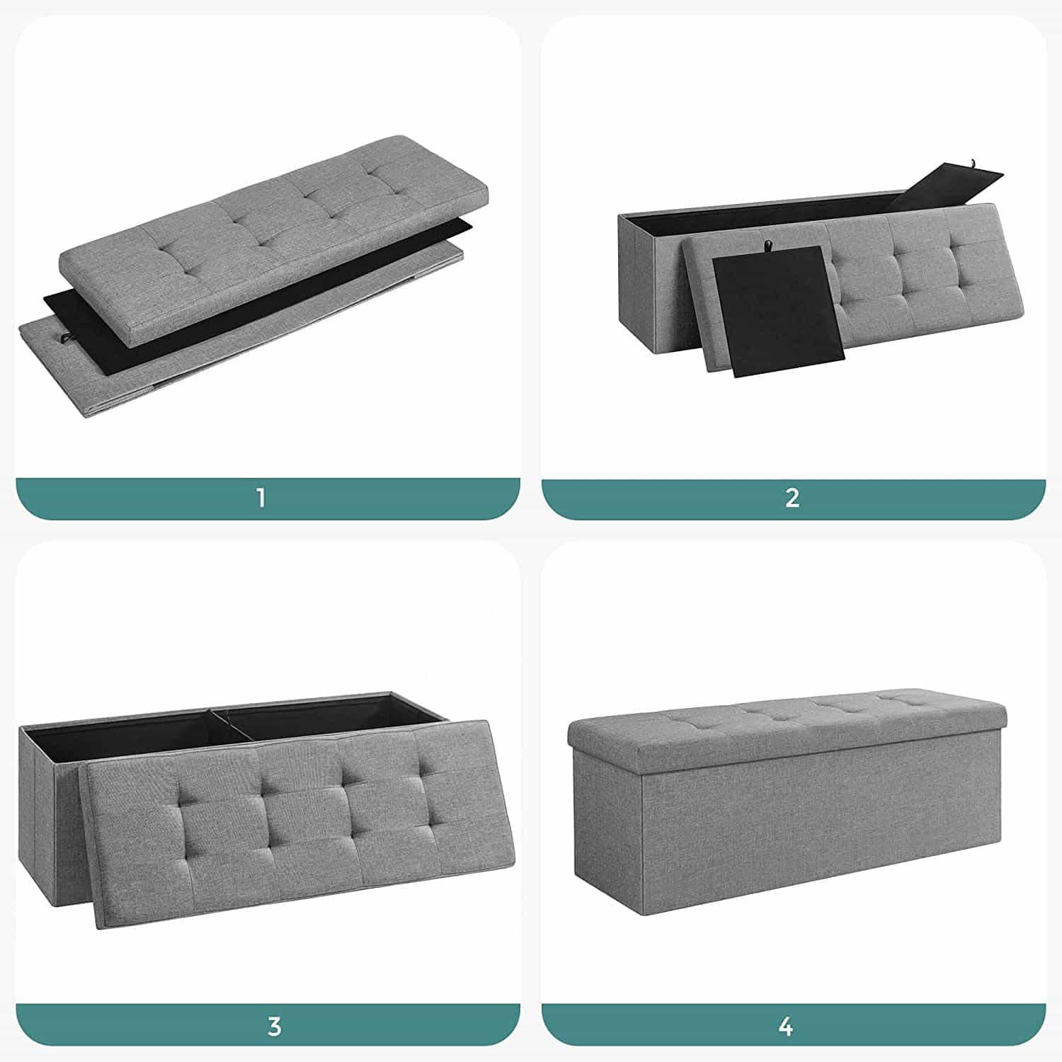 Sitzbank mit Stauraum 110 cm Hellgrau-B34LSF77G Sitzbank mit Stauraum 110 cm Hellgrau-B34LSF77G