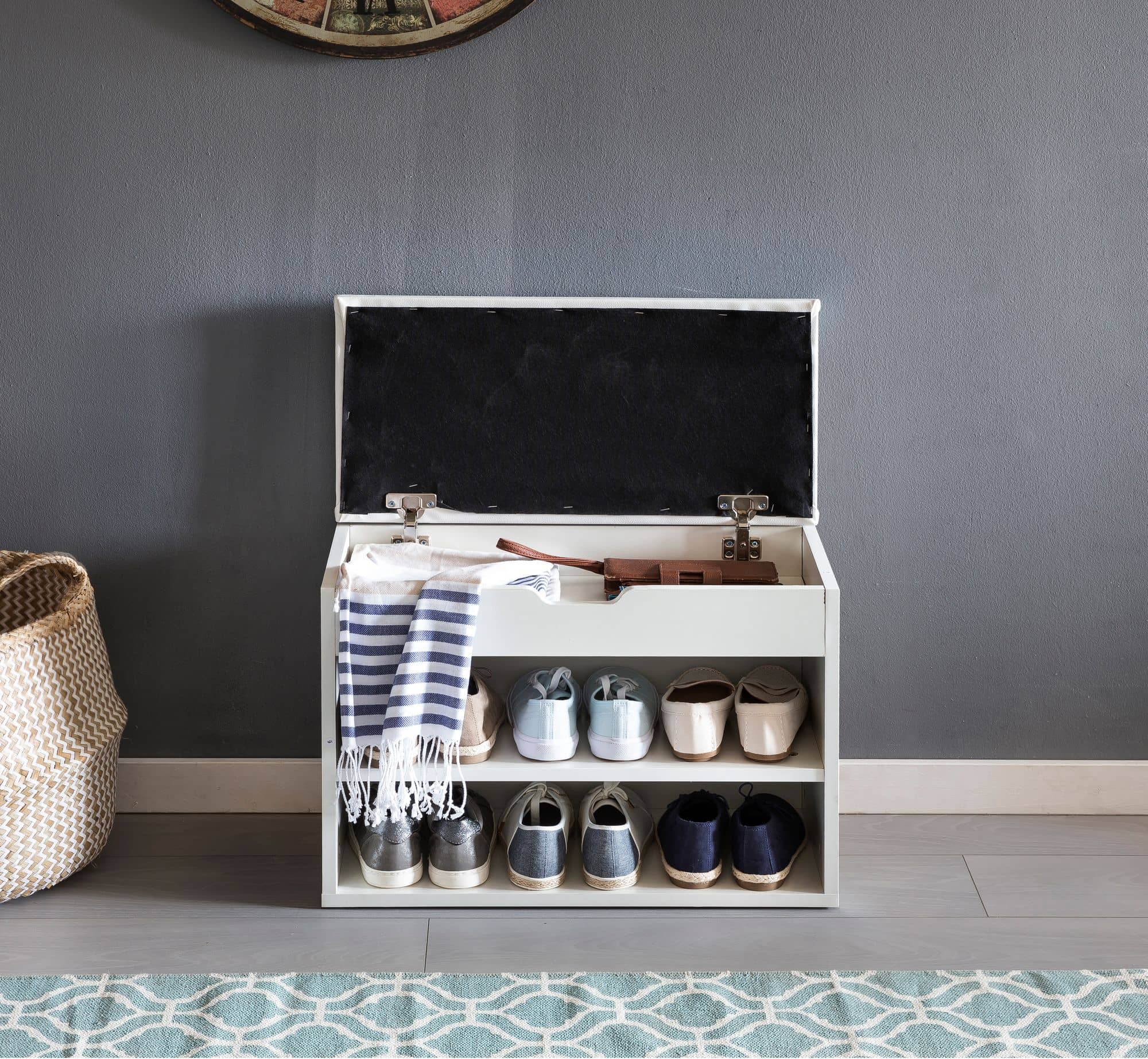 45755-WOHNLING-Schuhbank-SOFIA-mit-Sitzflaeche-kl_5 Schuhbank mit Sitzfläche Weiß Garderoben-Bank Holz 60 x 40 x 30 cm