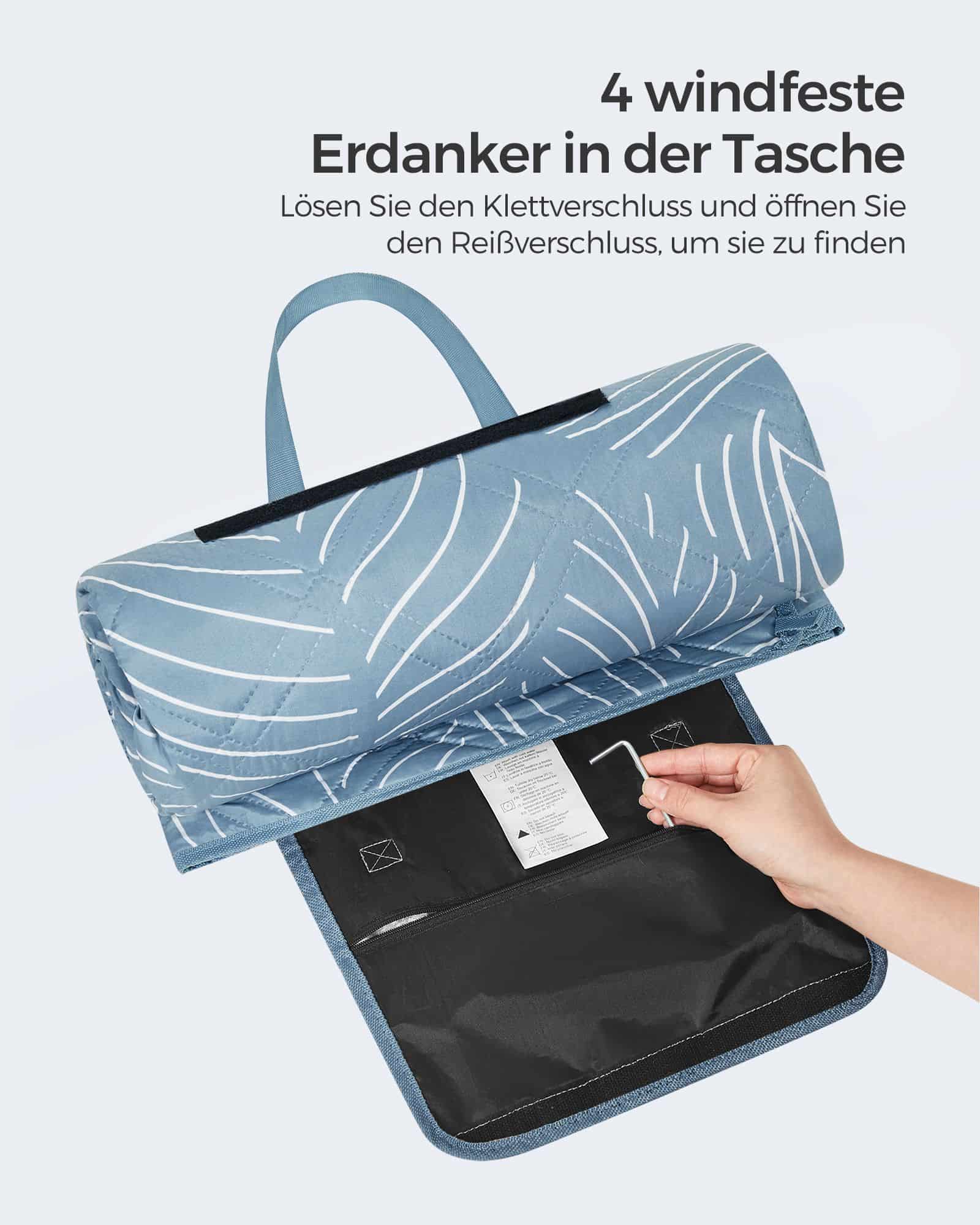 Picknickdecke 300 x 200 cm maschinenwaschbar und faltbar blau-GCM310Q03