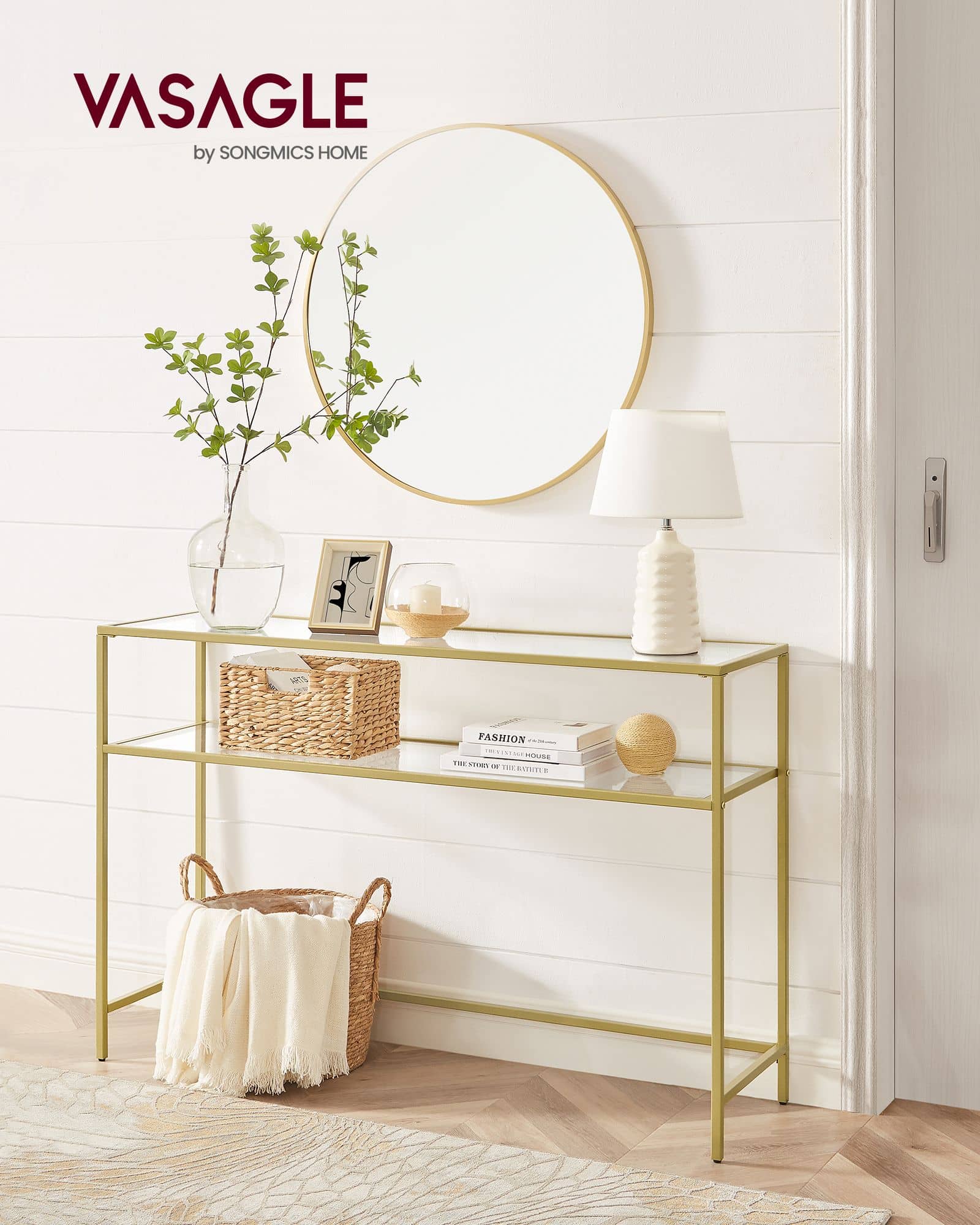 Konsolentisch modern verstellbar goldfarben-transparent Konsolentisch modern verstellbar goldfarben-transparent