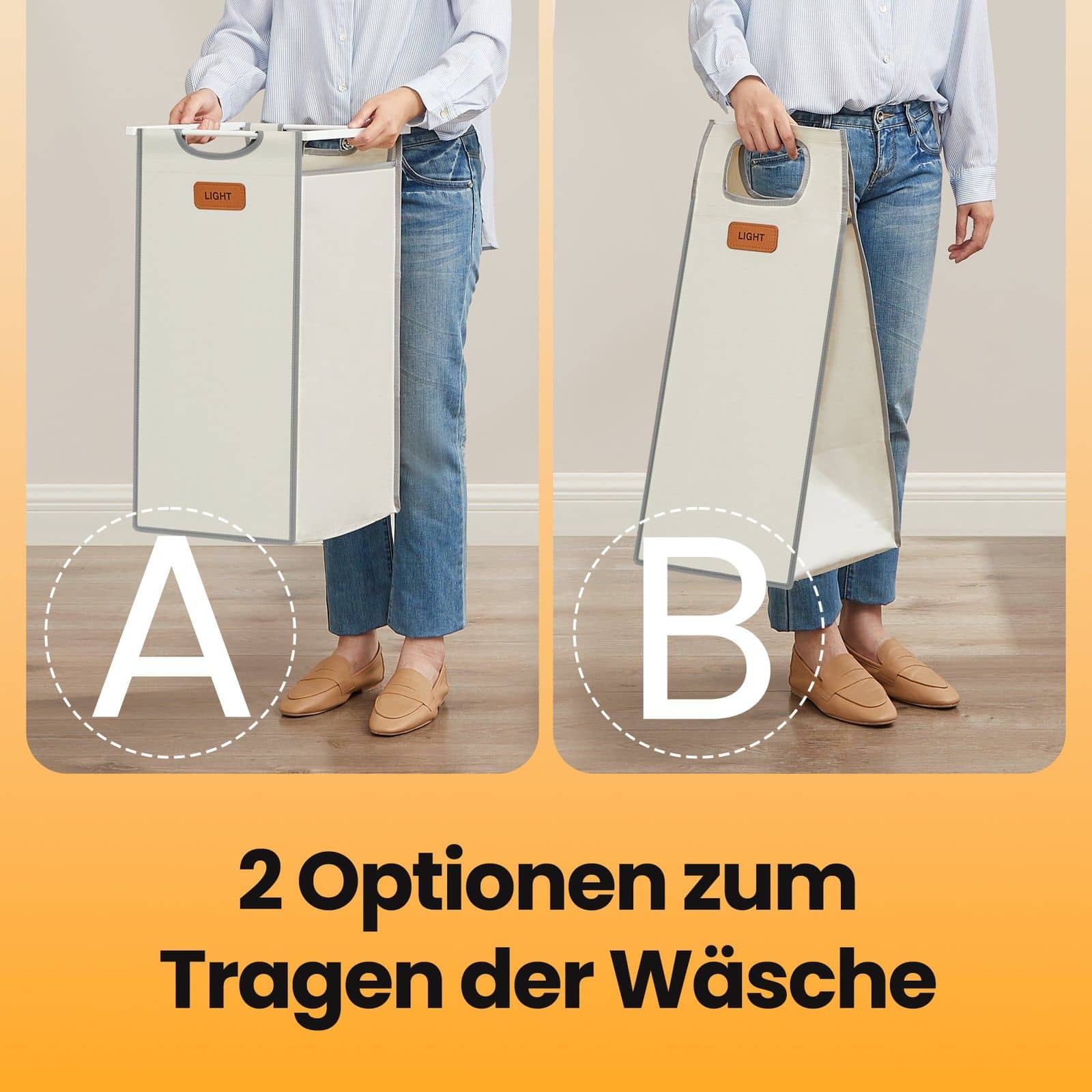 Wäschekorb 4 Fächer naturbeige-taubengrau-cremeweiß Wäschekorb 4 Fächer naturbeige-taubengrau-cremeweiß