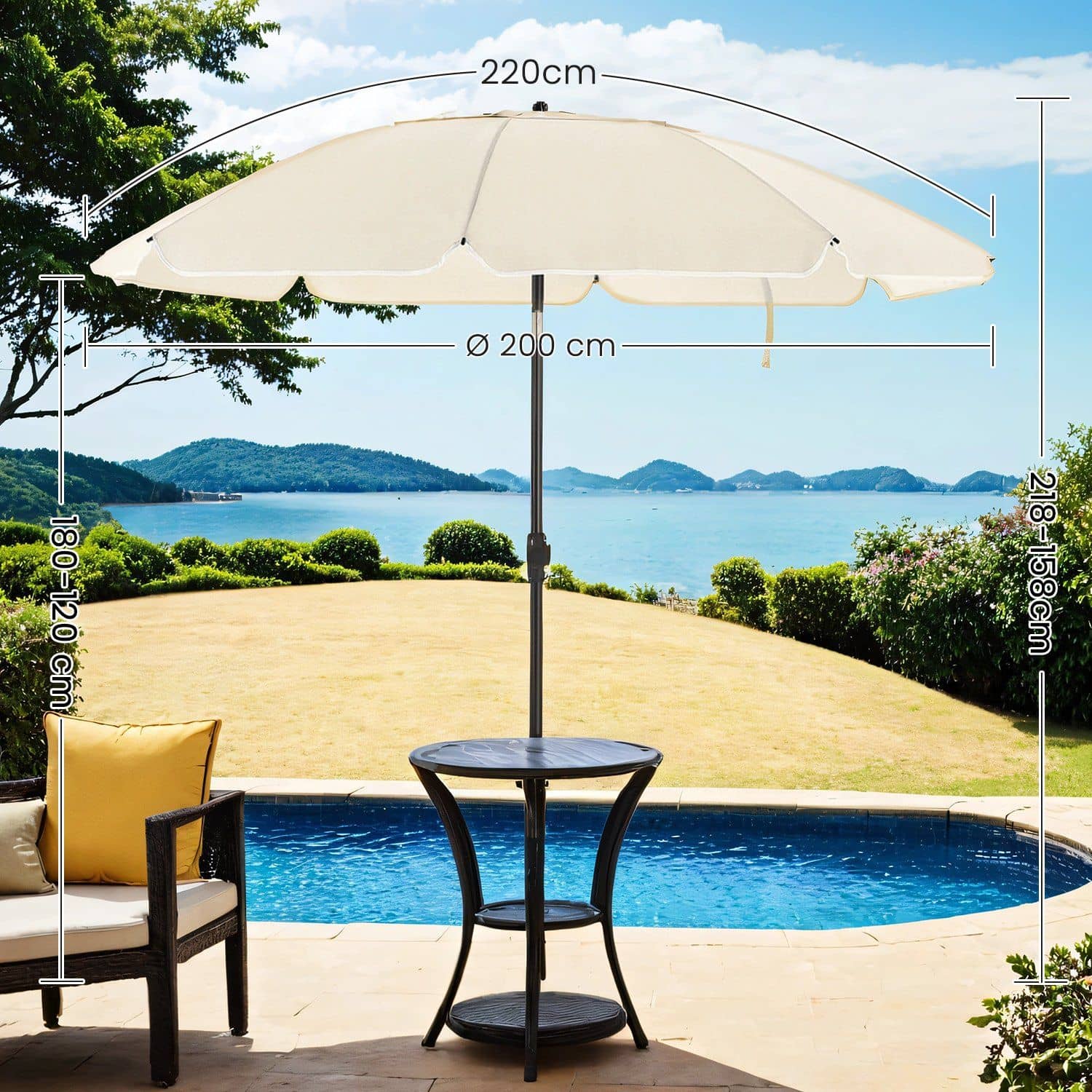 Sonnenschirm, 200 cm, Sonnenschutz Sonnenschirm, 200 cm, Sonnenschutz