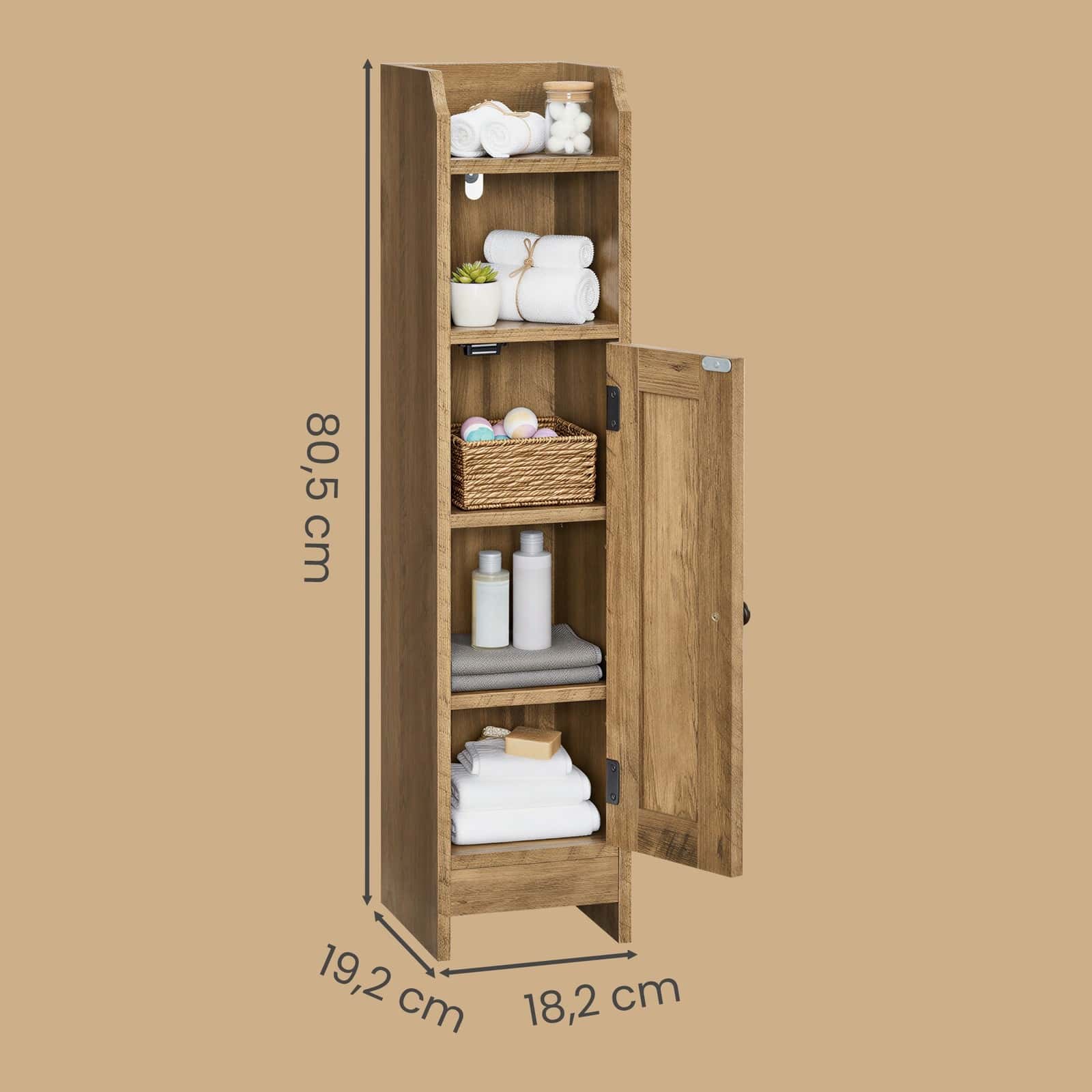 Badezimmerschrank klein, Badschrank schmal, stehend Badezimmerschrank klein, Badschrank schmal, stehend