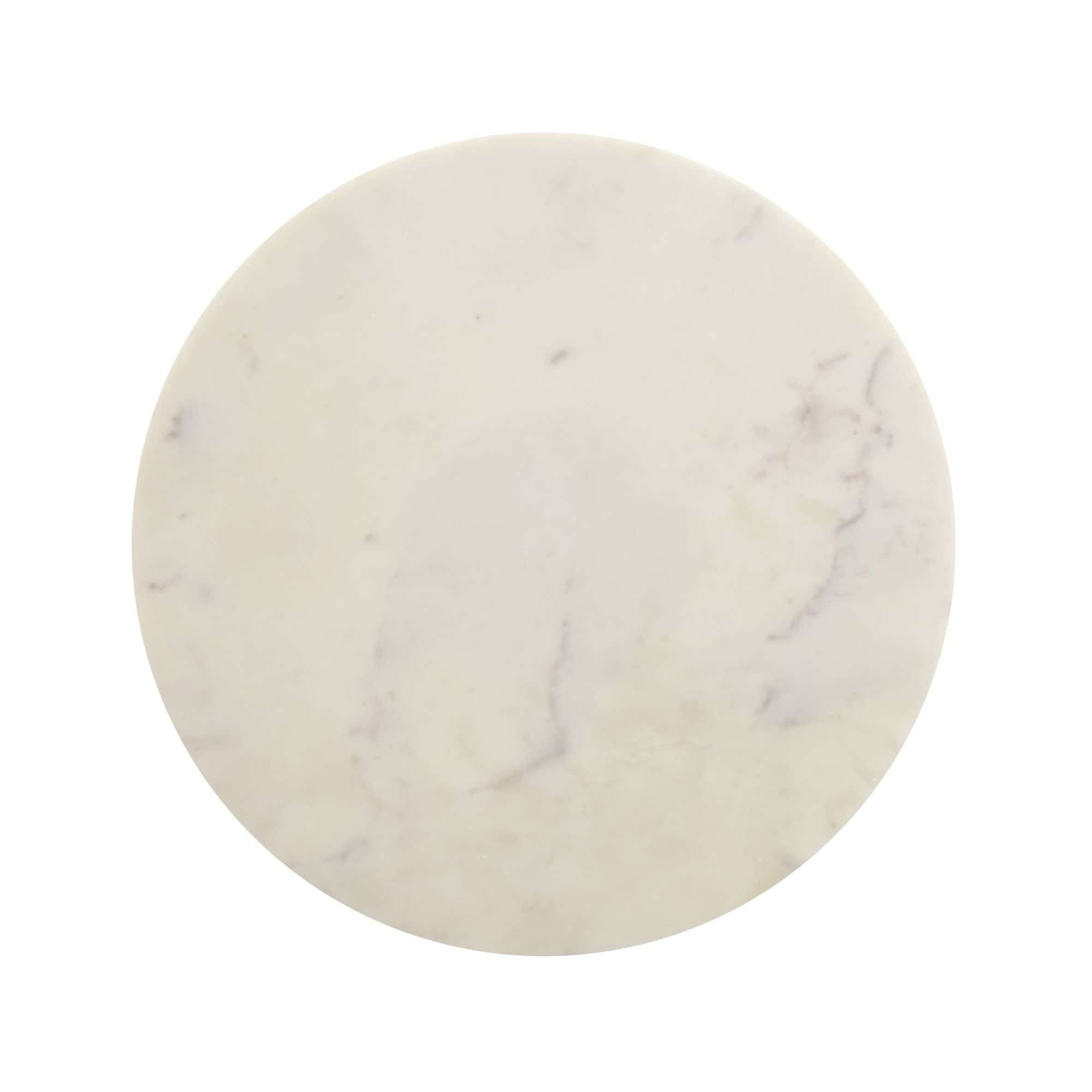 Beistelltisch Marmor rund 59 cm Dekotisch mit Marmor Tischplatte Weiß - Design Dekotisch mit Aluminiumgestell - Anstelltisch Sofatisch modern - Couchtisch Wohnzimmertisch elegant Handmade