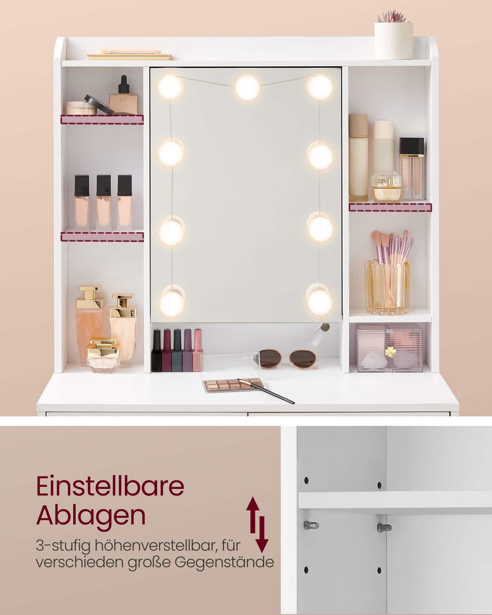 Schminktisch mit Spiegel und Schubladen modern Schminktisch mit Spiegel und Schubladen modern