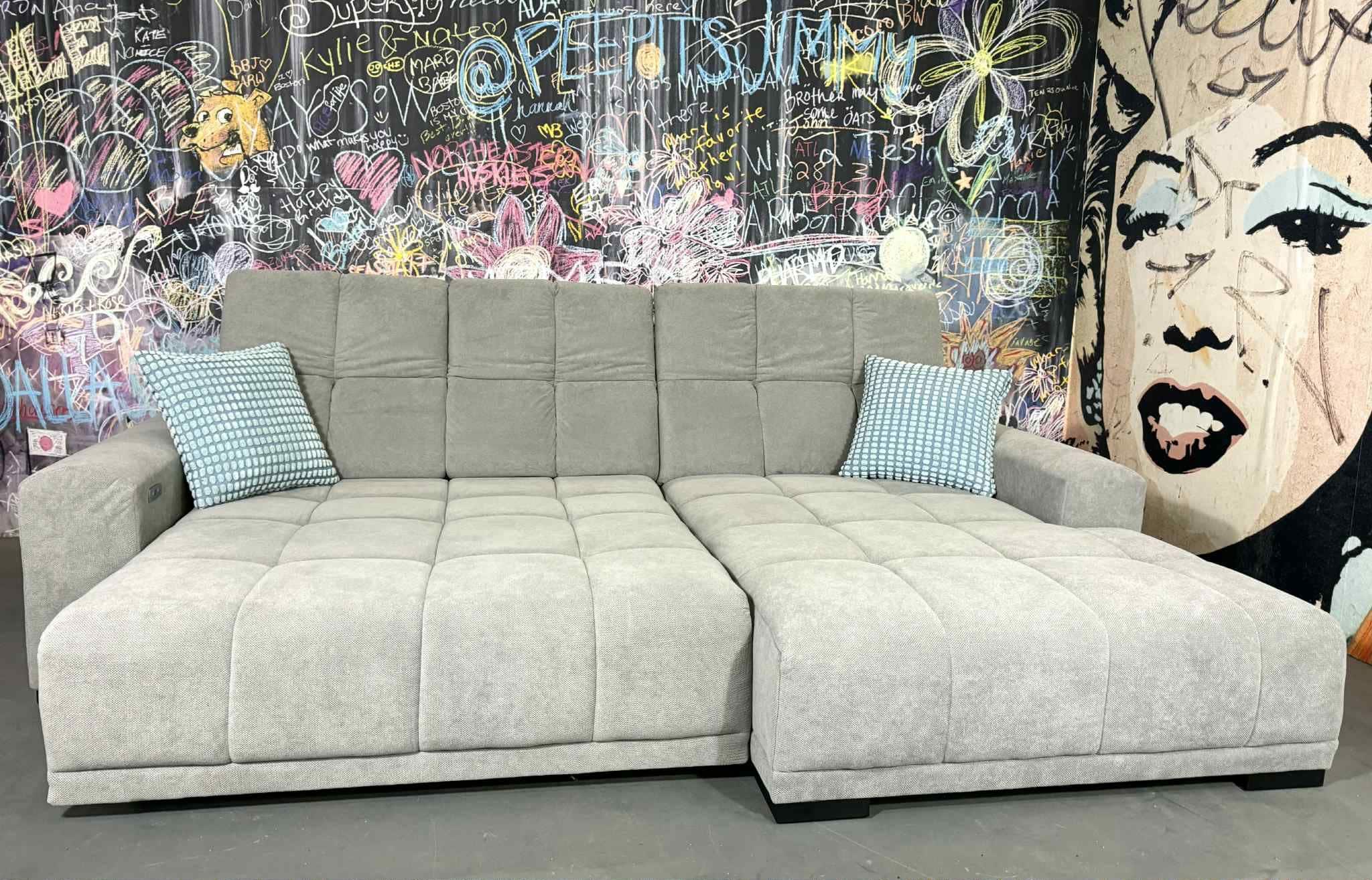 Sofa Amora Grau Mikrofaser rechts mit Elektrofunktion | Mikrofaser Flachgewebe Sofa Amora Grau Mikrofaser rechts mit Elektrofunktion | Mikrofaser Flachgewebe