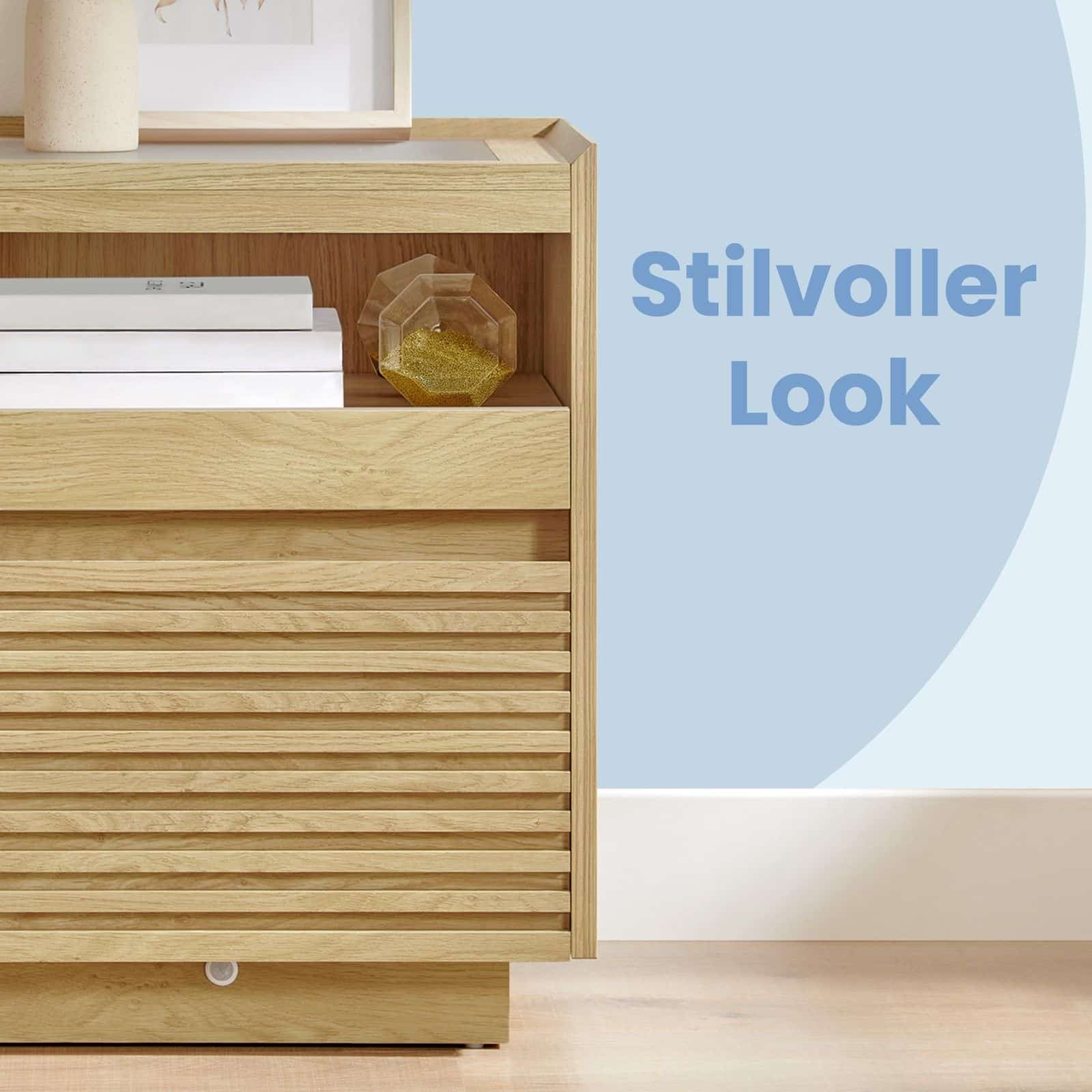 Nachttisch mit LED-Beleuchtung, Beistelltisch, Schublade