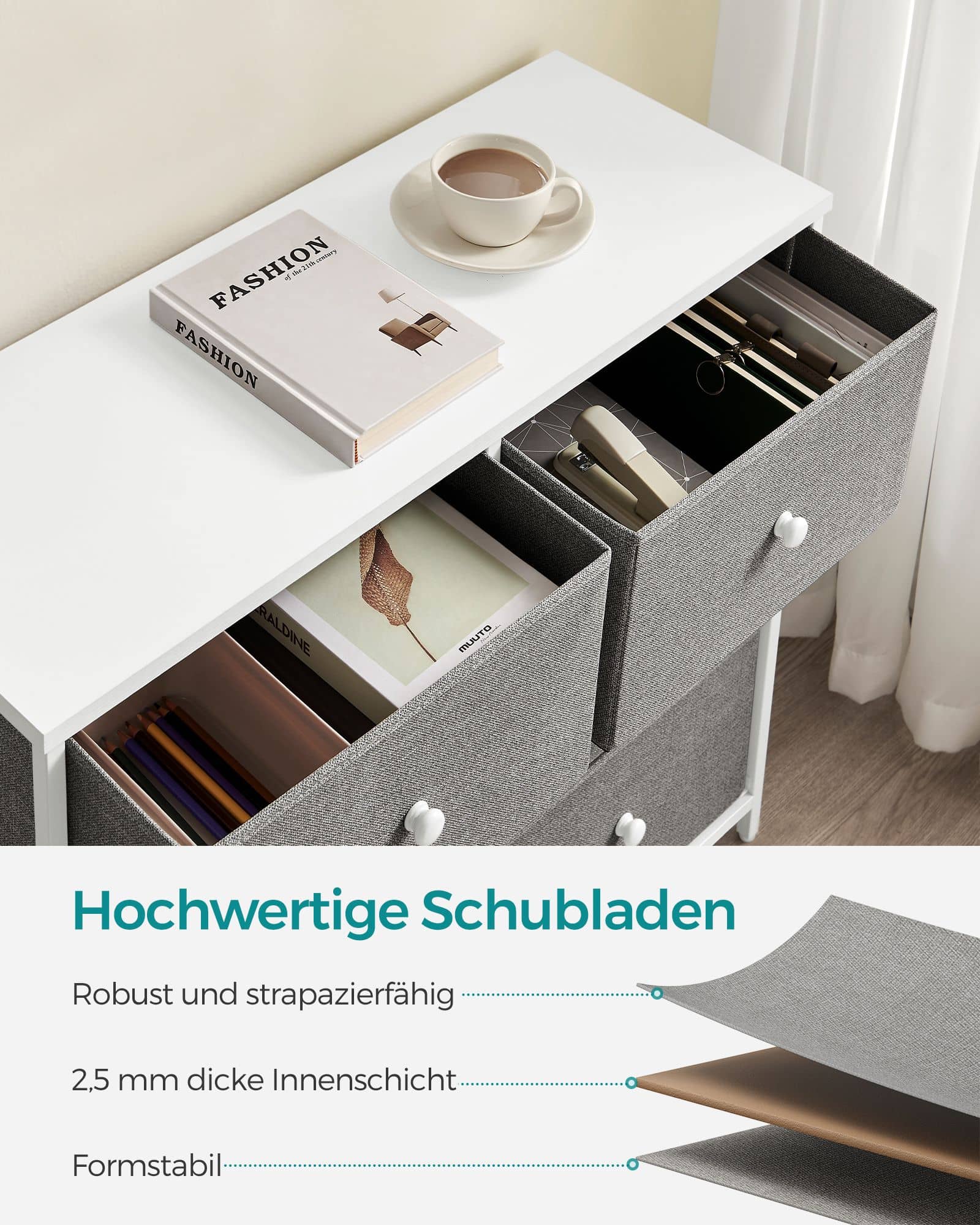 Kommode 6 Stoffschubladen mit Metallrahmen Organizer Kommode 6 Stoffschubladen mit Metallrahmen Organizer
