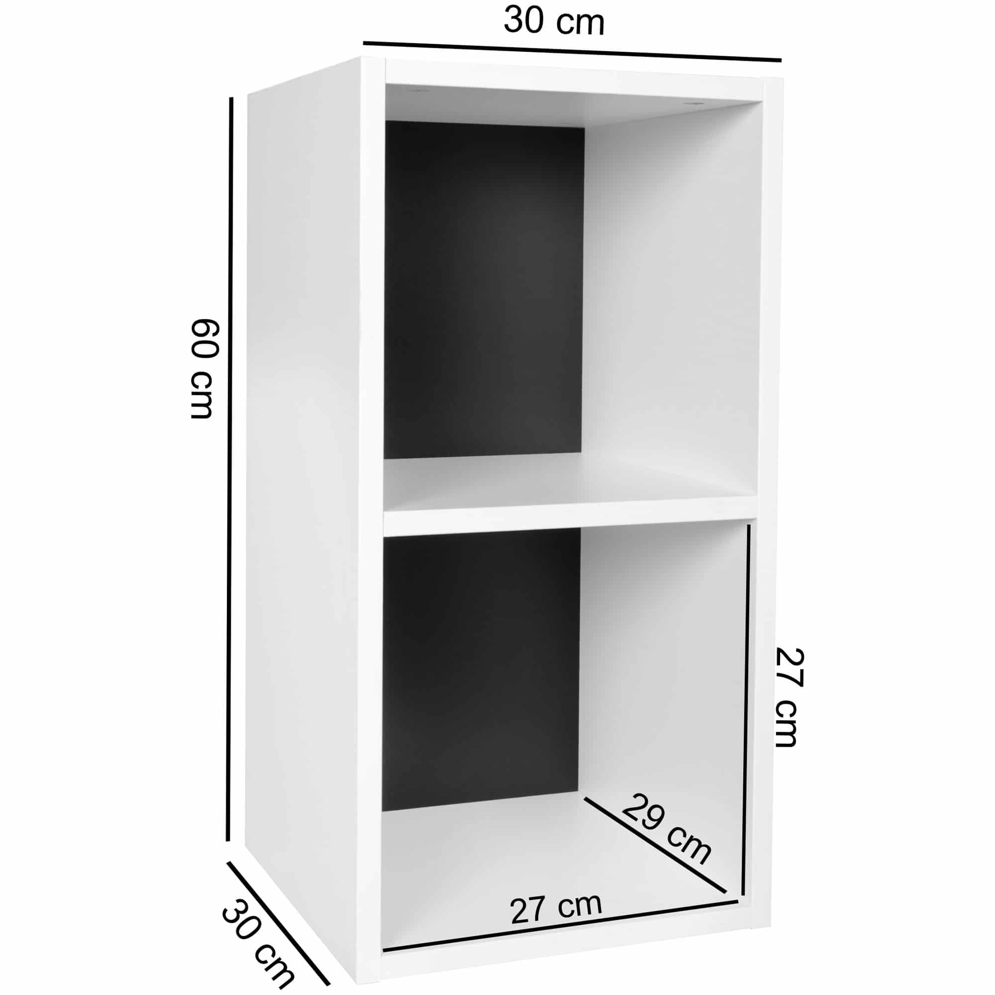 44718-WOHNLING-Standregal-KLARA-vorne-weiss-Rueck_1 Standregal WL5.178 Holz 30x60x30 cm Modern Weiß Schwarz Regal Klein
