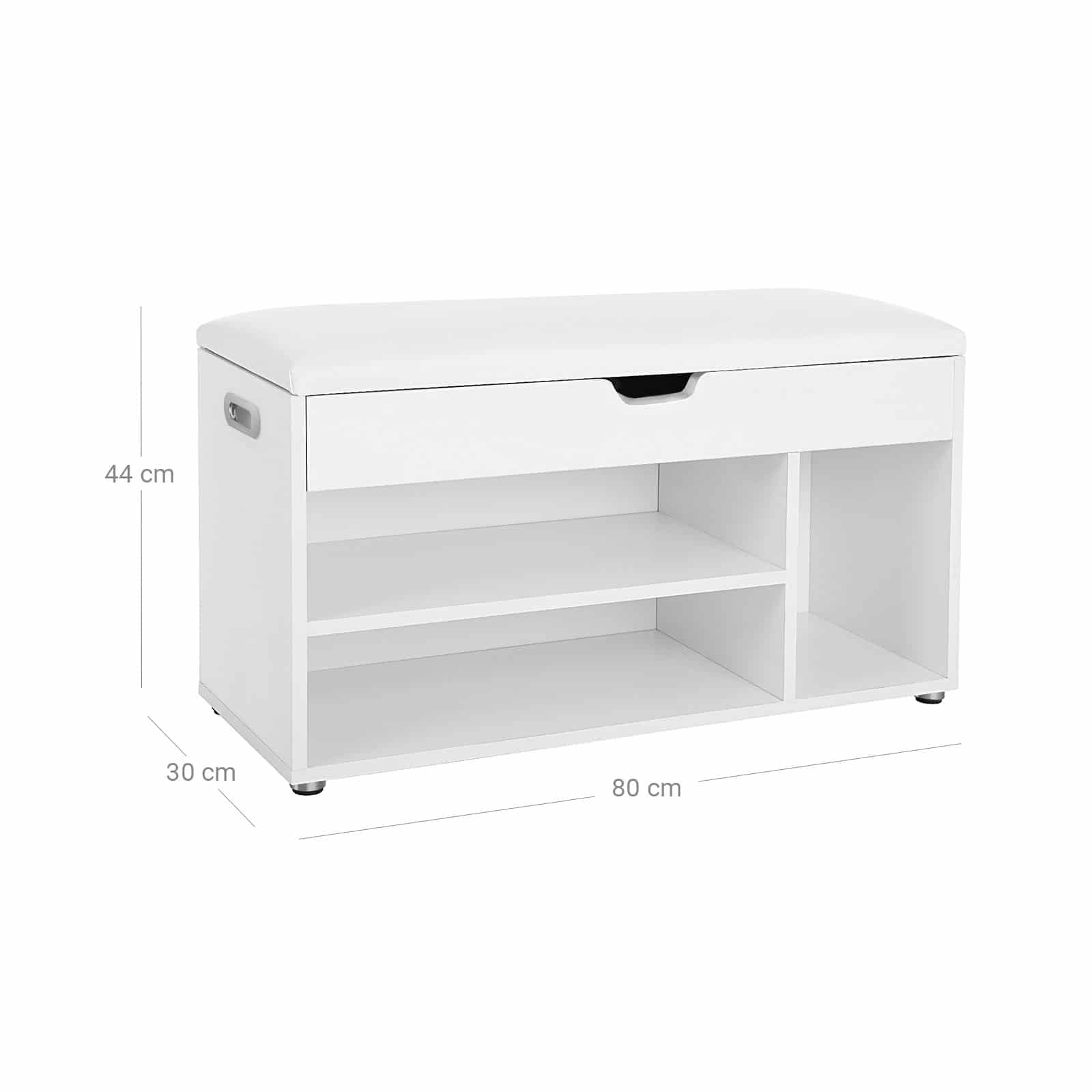 Gepolsterte Schuhbank 3 Fächer Weiß-B34LHS30W Gepolsterte Schuhbank 3 Fächer Weiß-B34LHS30W