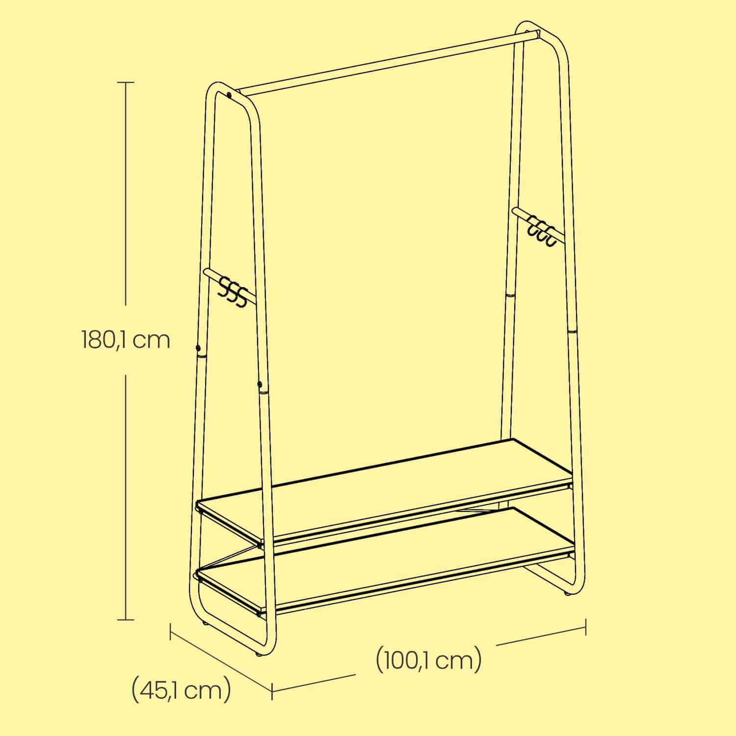 Kleiderständer, Garderobenständer, 2 Ablagen