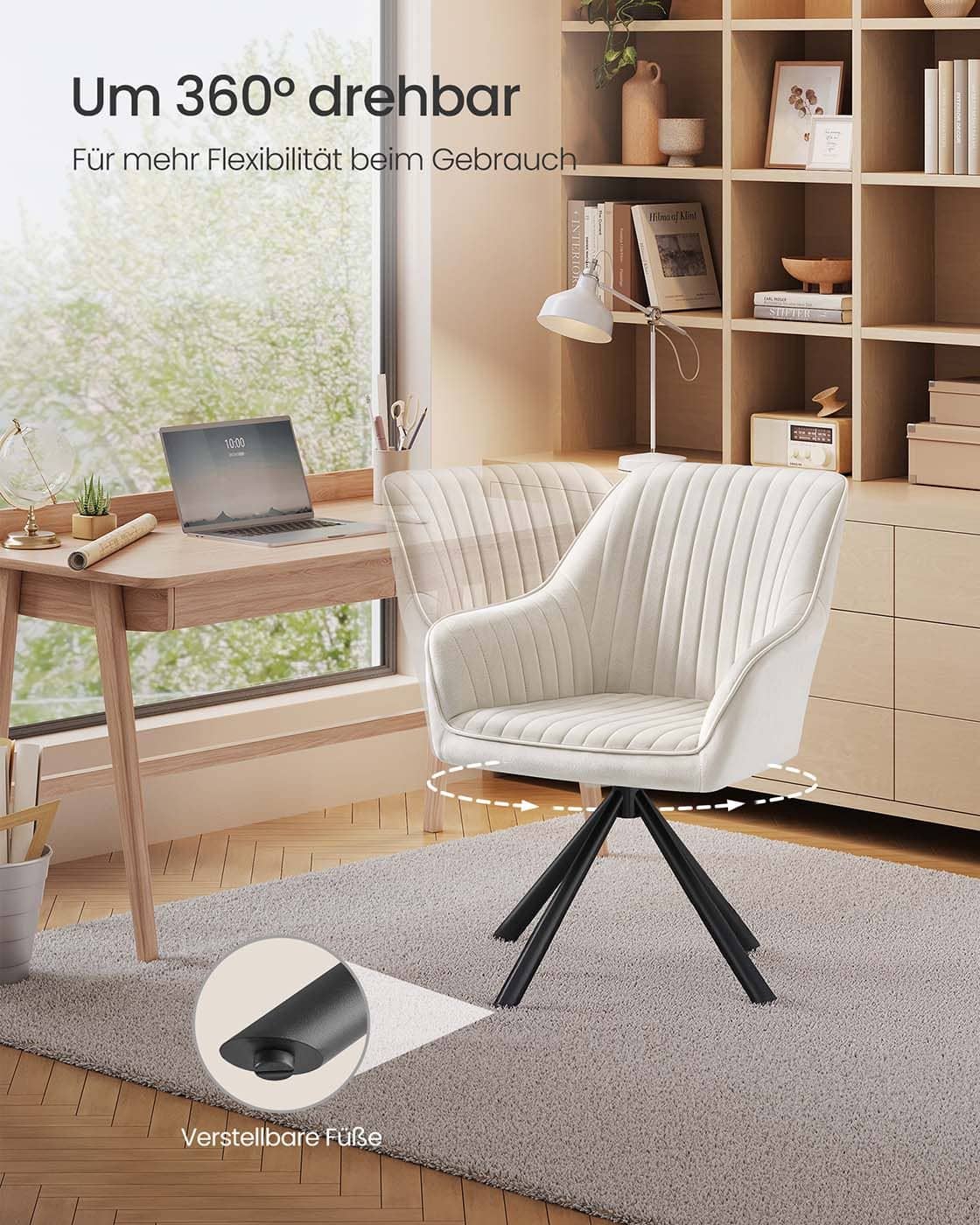 Esszimmerstuhl mit Armlehnen Cremeweiß