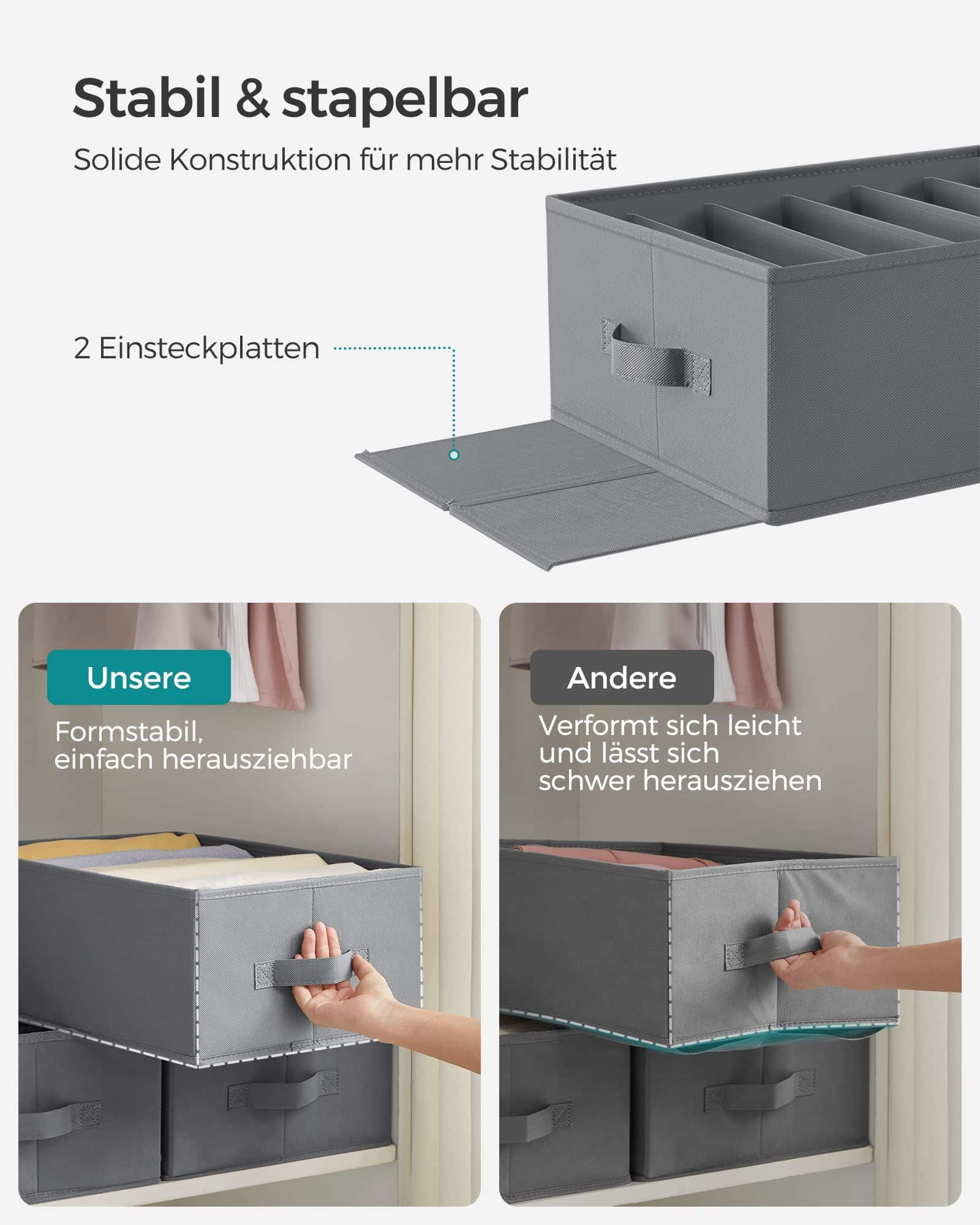 Kleiderschrank-Organizer 6 Fächer 4er Set taubengrau Kleiderschrank-Organizer 6 Fächer 4er Set taubengrau