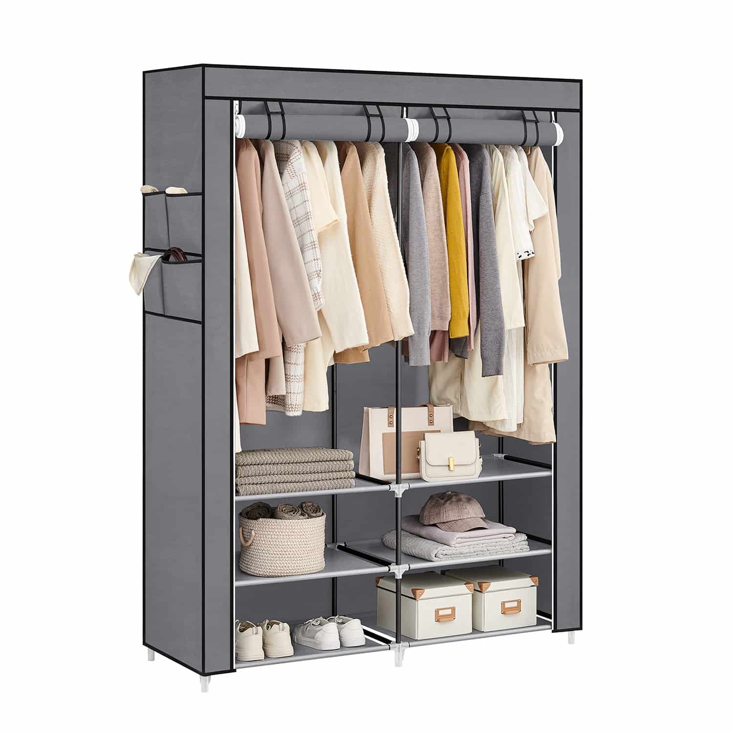 Stoffschrank mit 2 Kleiderstangen und 4 Seitentaschen-RYG008G02 Stoffschrank mit 2 Kleiderstangen und 4 Seitentaschen-RYG008G02