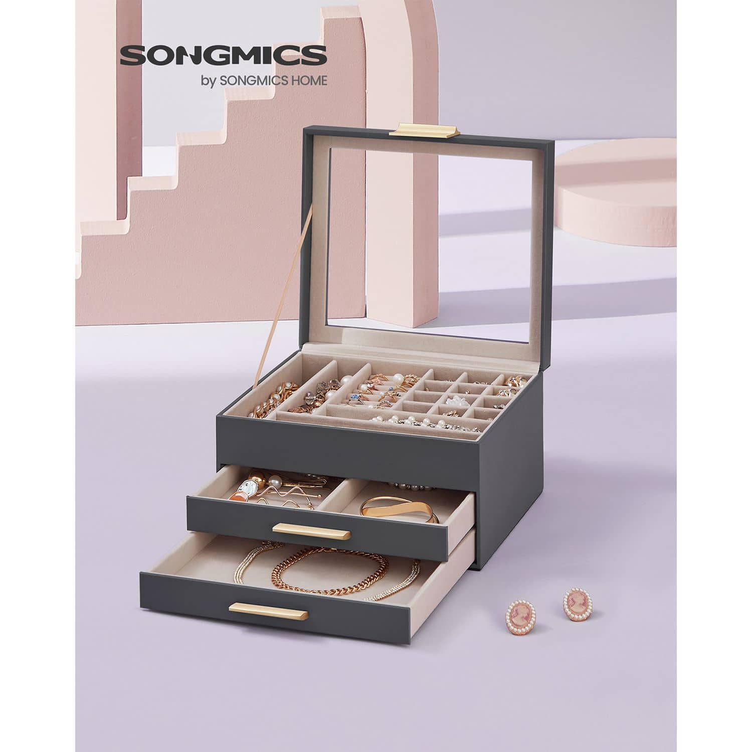 Schmuckbox mit 3 Ebenen-JBC239G02 Schmuckbox mit 3 Ebenen-JBC239G02