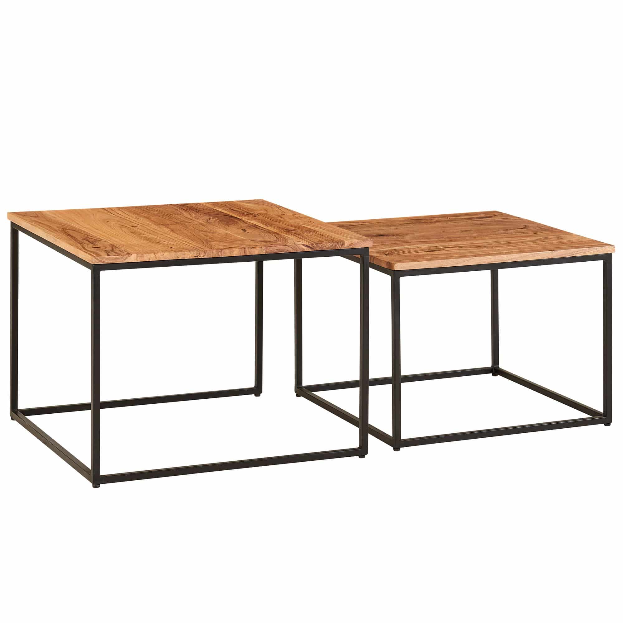 60559-Wohnling-Couchtisch-Akazie-2er-Set-60-x-60-x-46-cm-54-x-54-x40-cm-WL6-364-WL6-364_6 Wohnzimmertisch 2er Set Akazie Massivholz / Metall Beistelltisch Eckig