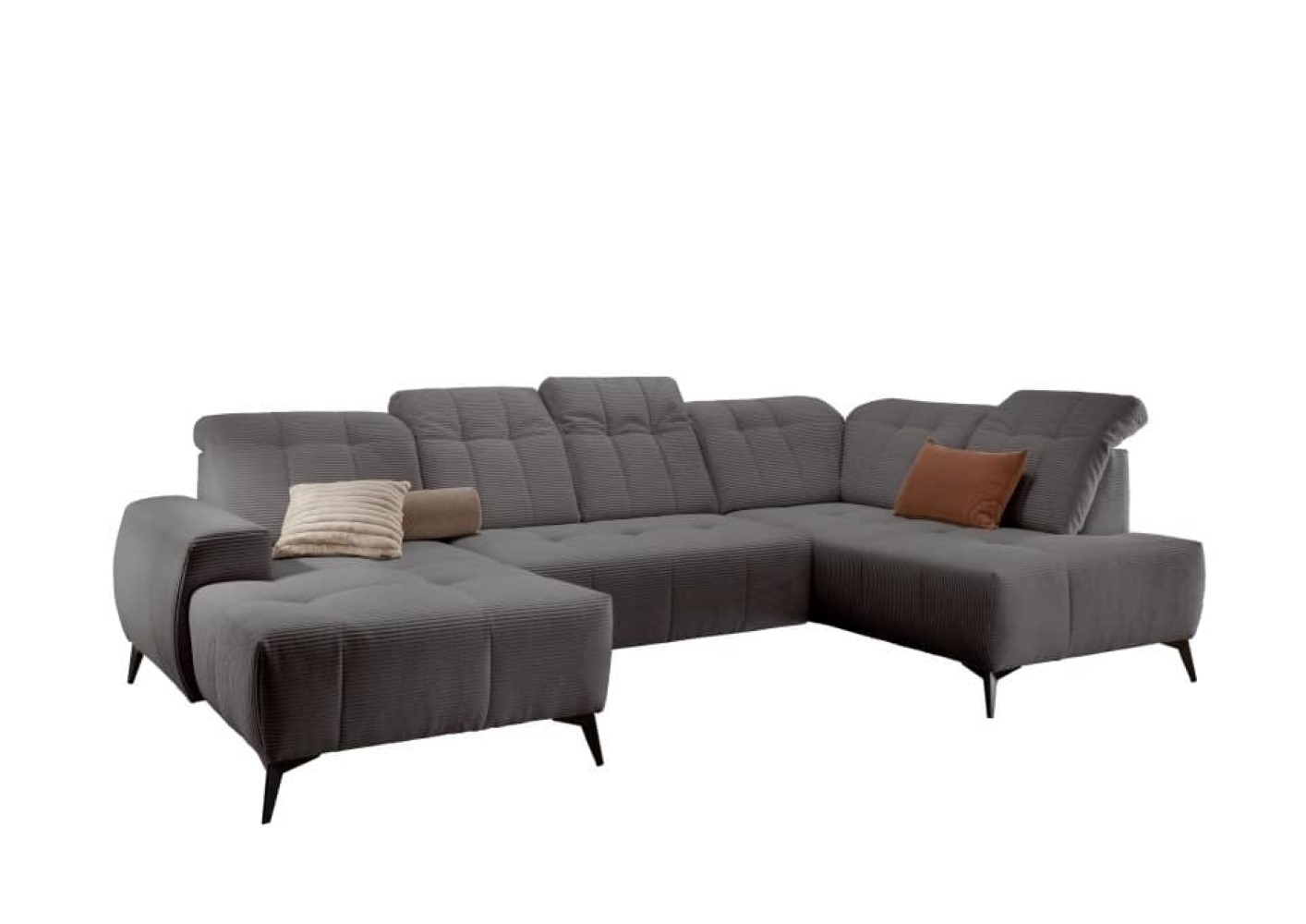Cord Wohnlandschaft grau mit Elektrofunktion: Sano Cord Wohnlandschaft grau mit Elektrofunktion: Sano