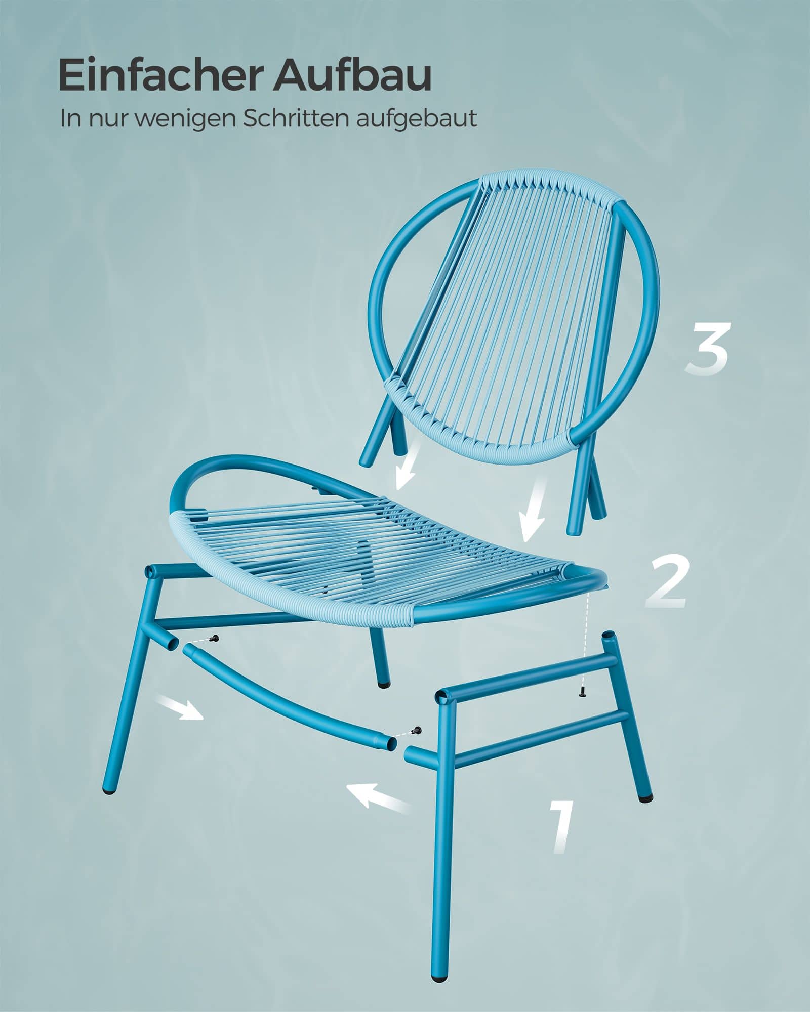 Balkonmöbel 3er Set mit Tisch und 2 Stühlen seeblau Balkonmöbel 3er Set mit Tisch und 2 Stühlen seeblau