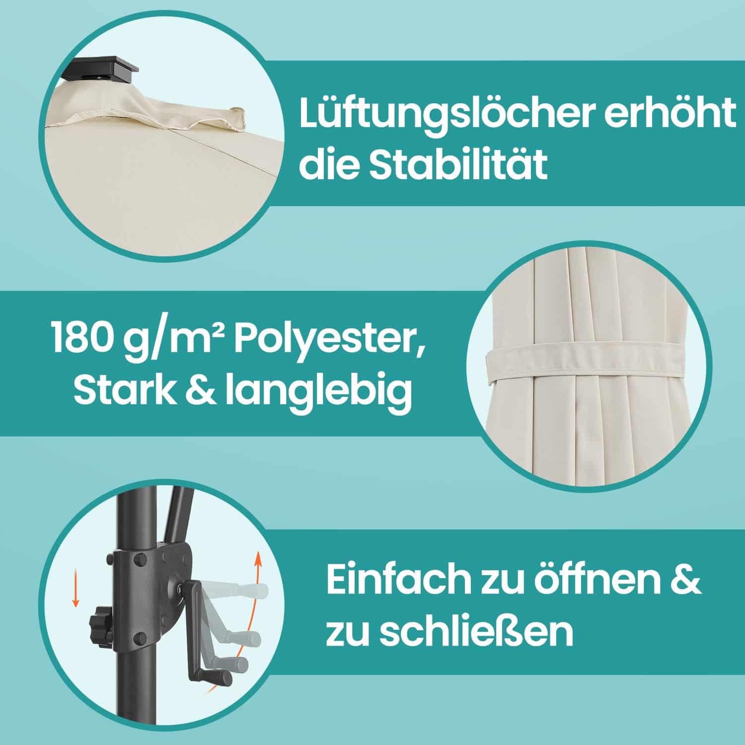 Sonnenschirm, Ampelschirm, 300 cm Sonnenschirm, Ampelschirm, 300 cm