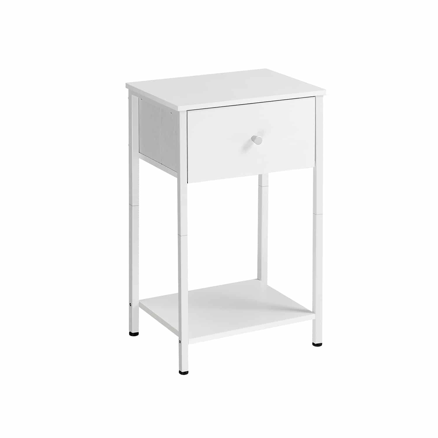 Beistelltisch mit Stoff-Schublade weiß