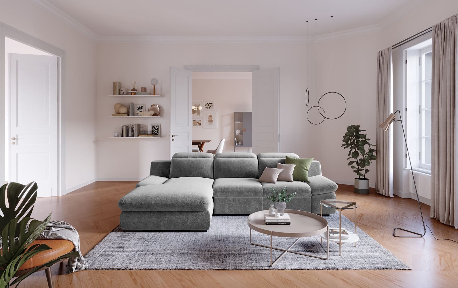 Lorena Ecksofa mit Schlaffunktion und Bettkasten - steel - Cotta Lorena Ecksofa mit Schlaffunktion und Bettkasten - steel - Cotta