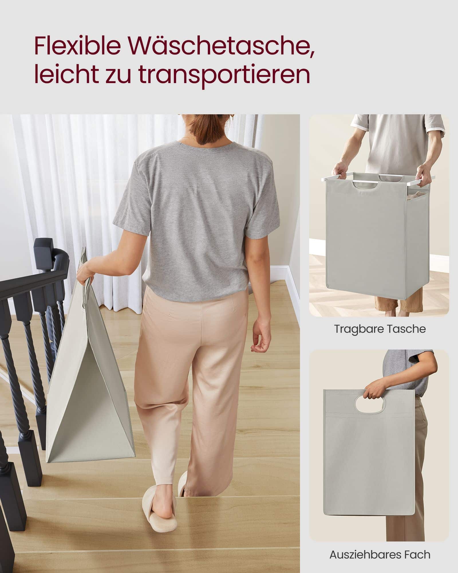 Wäschekorb, Wäschesammler mit Ablage, Wäschesack Wäschekorb, Wäschesammler mit Ablage, Wäschesack