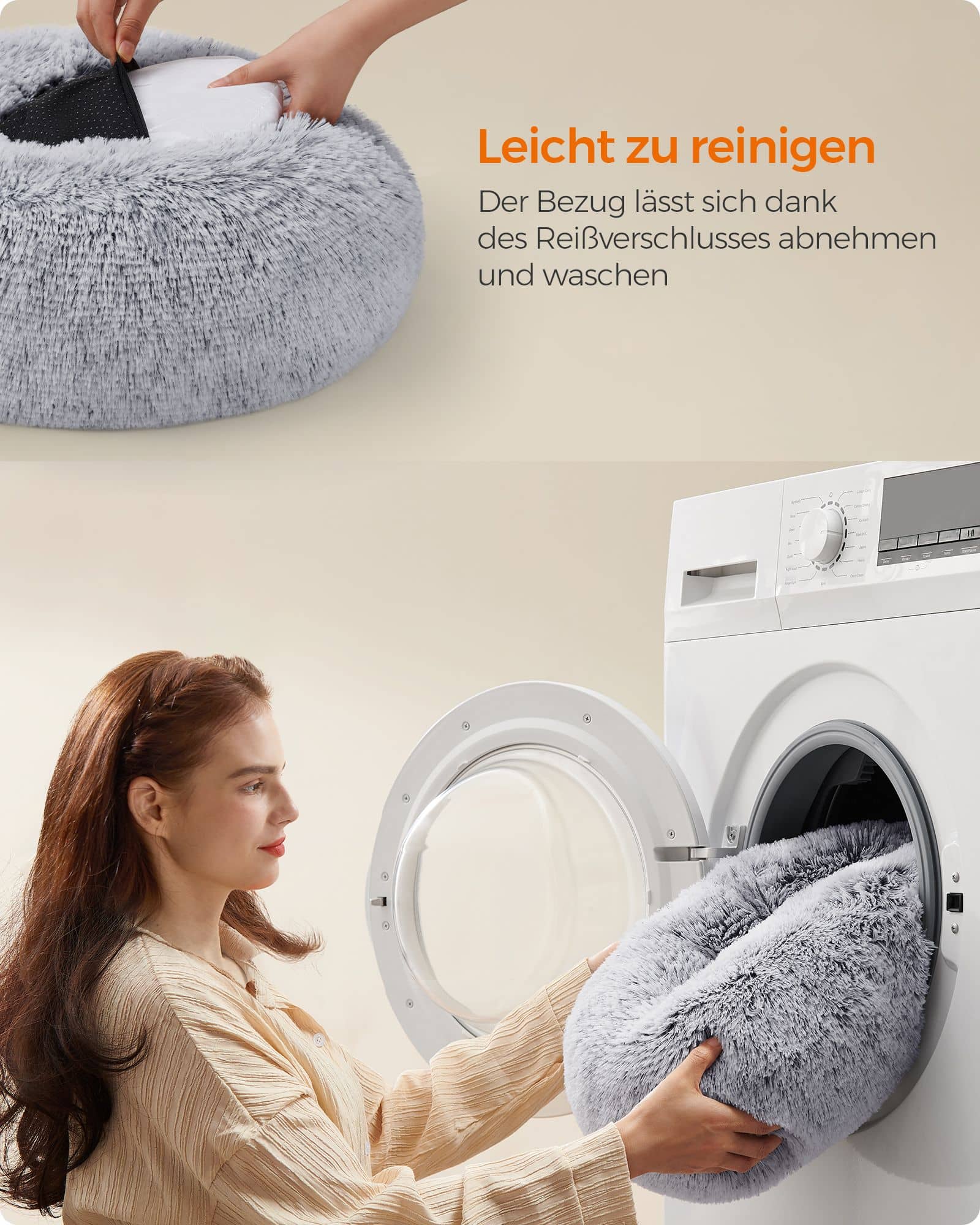 Hundebett flauschig und waschbar Ombré-Grau-PGW036G01 Hundebett flauschig und waschbar Ombré-Grau-PGW036G01