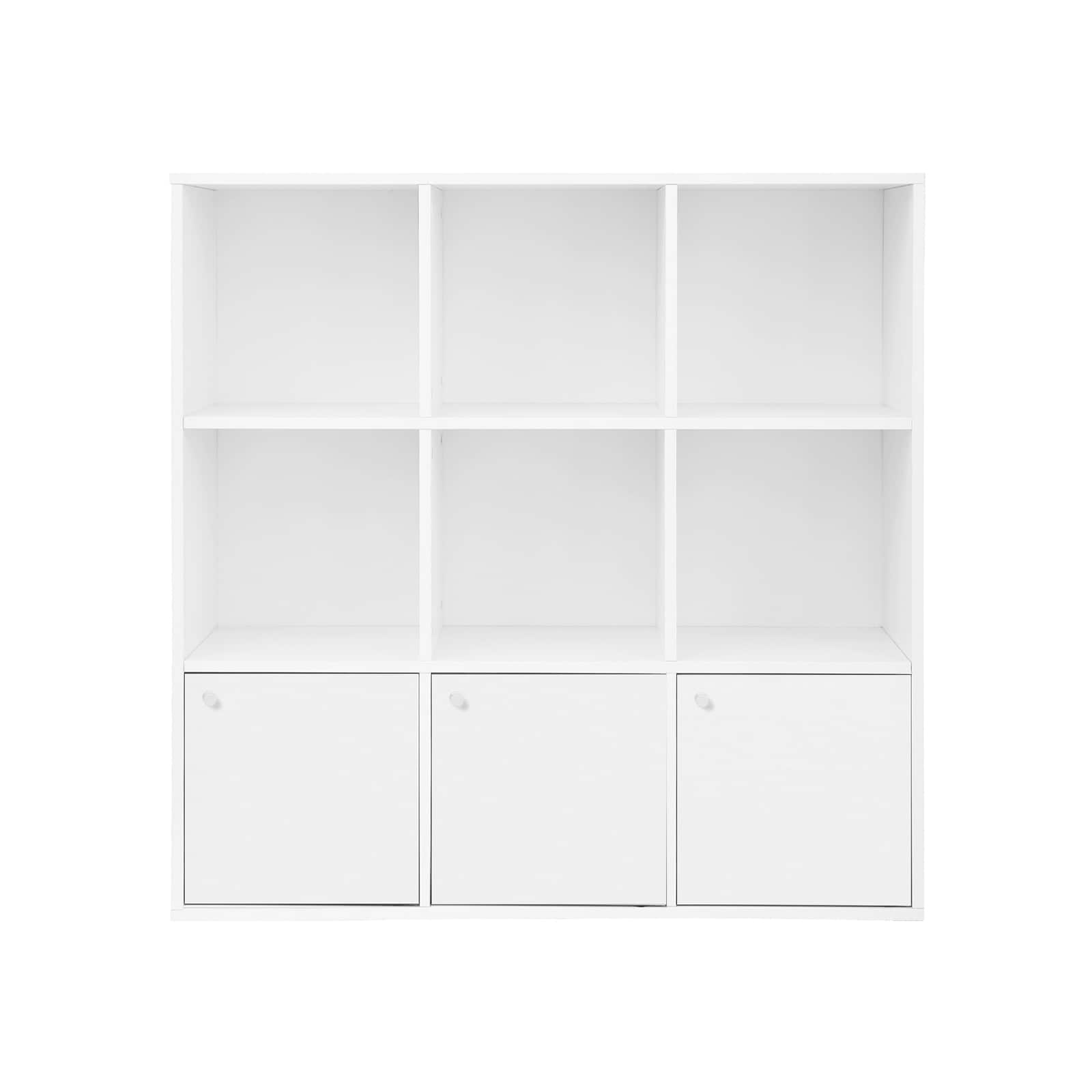 VASAGLE Bücherregal aus Holz mit 3 Türen, freistehend, in Weiß – ideal für Zuhause und Büro-LBC33WT VASAGLE Bücherregal aus Holz mit 3 Türen, freistehend, in Weiß – ideal für Zuhause und Büro-LBC33WT
