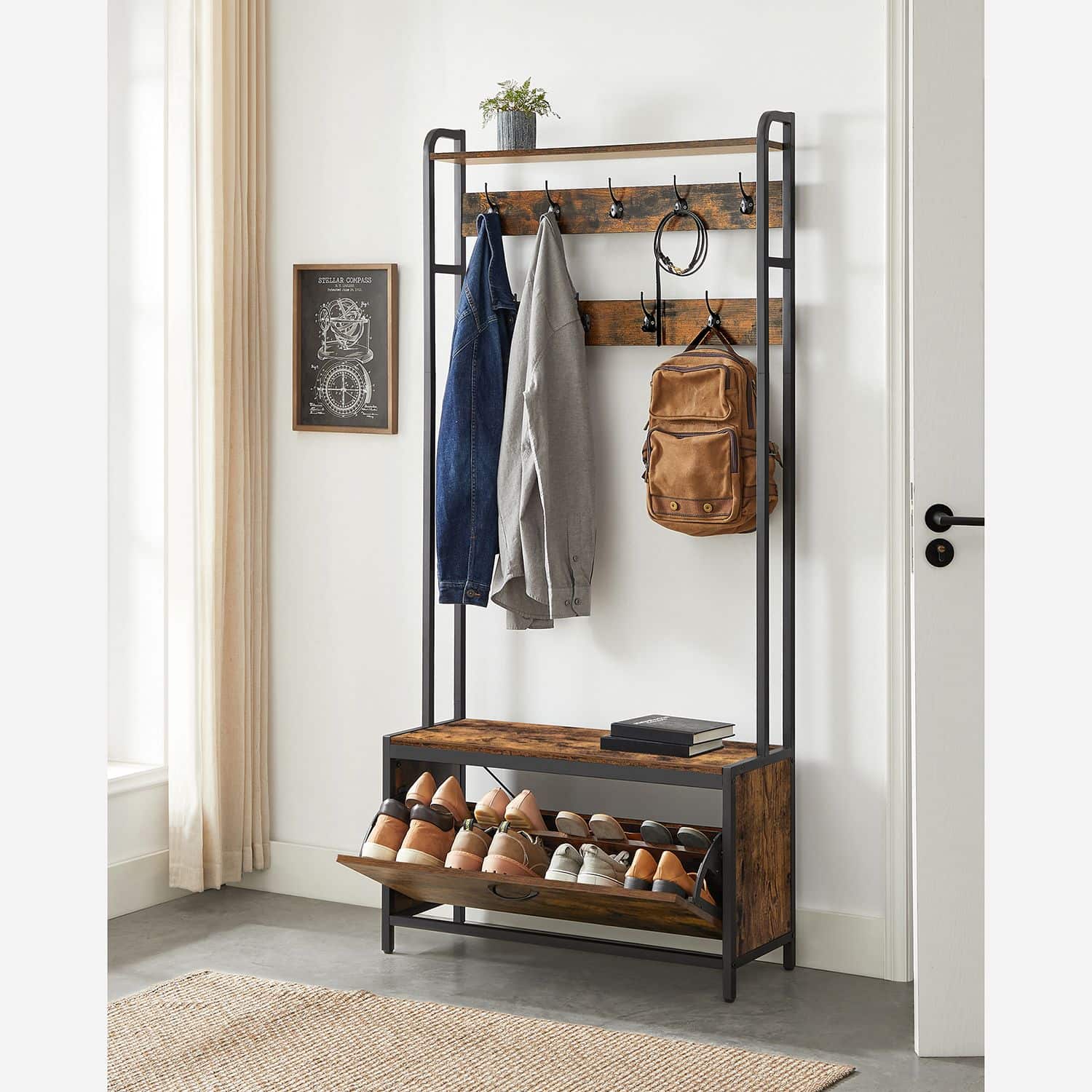 HSR405B01-2 Garderobenständer mit Schuhschrank