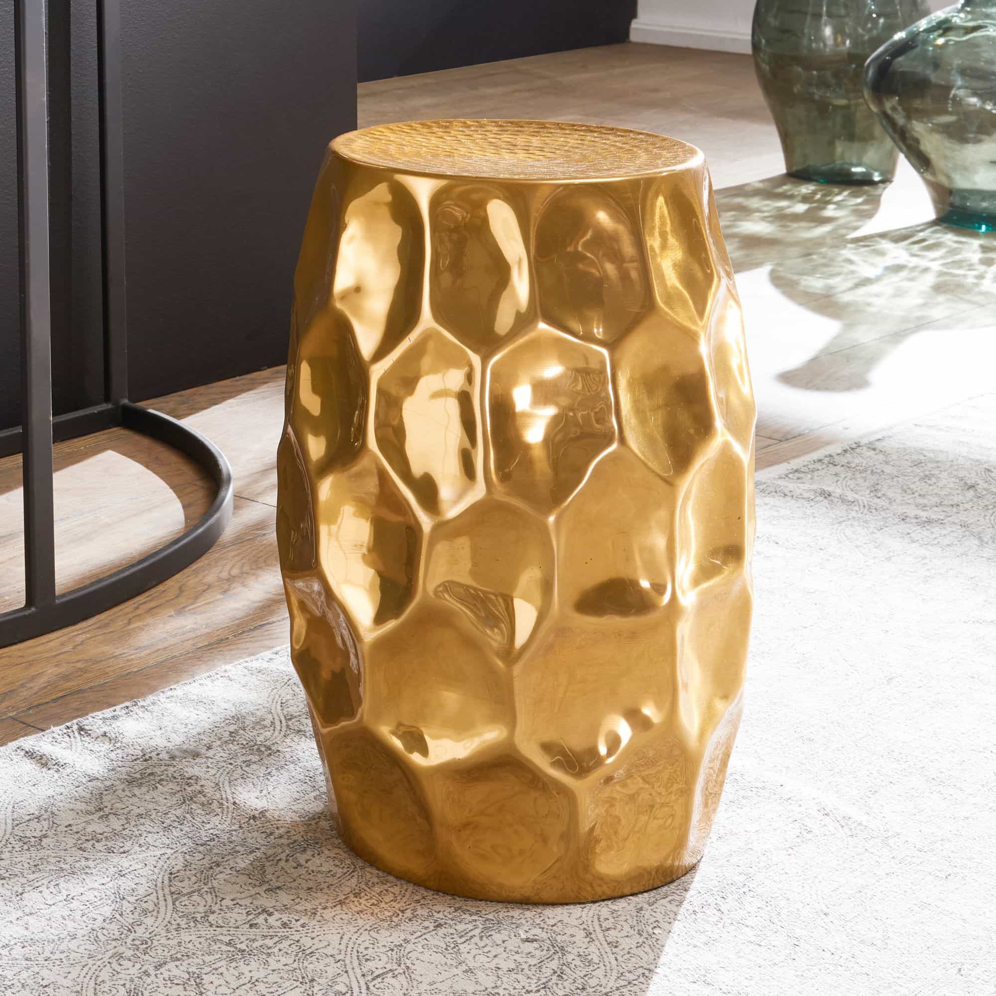 Beistelltisch 30x47x30cm Aluminium Gold Dekotisch orientalisch rund Beistelltisch 30x47x30cm Aluminium Gold Dekotisch orientalisch rund