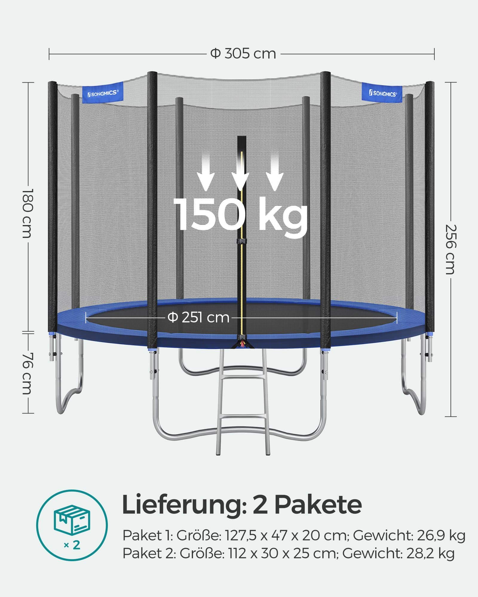 Trampolin Ø 305 cm Schwarz-Blau-B34STR10FT Trampolin Ø 305 cm Schwarz-Blau-B34STR10FT