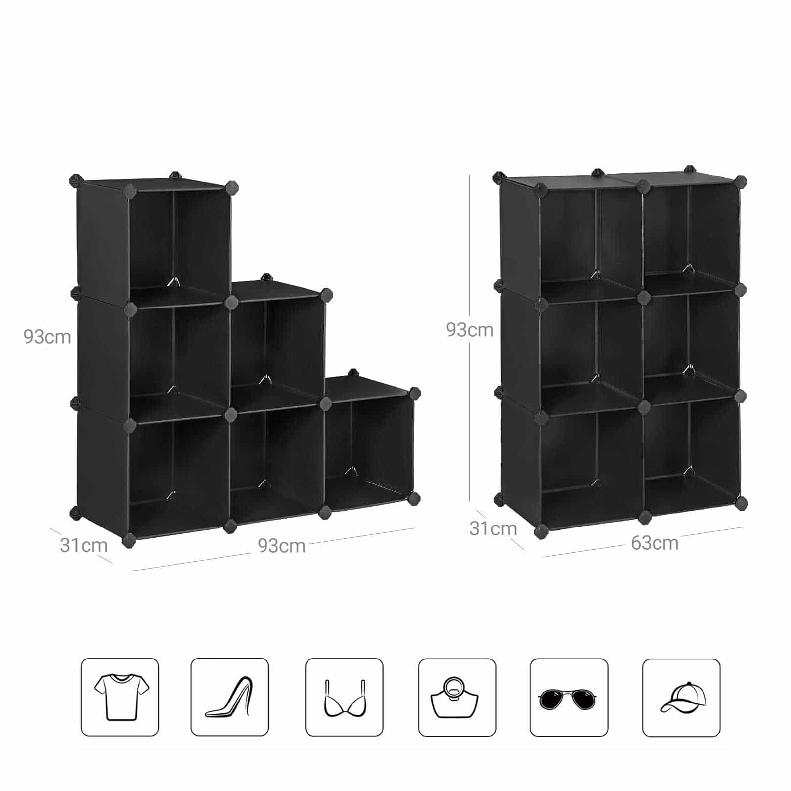 Steckregal 6 Würfel Schwarz-LPC112 Steckregal 6 Würfel Schwarz-LPC112