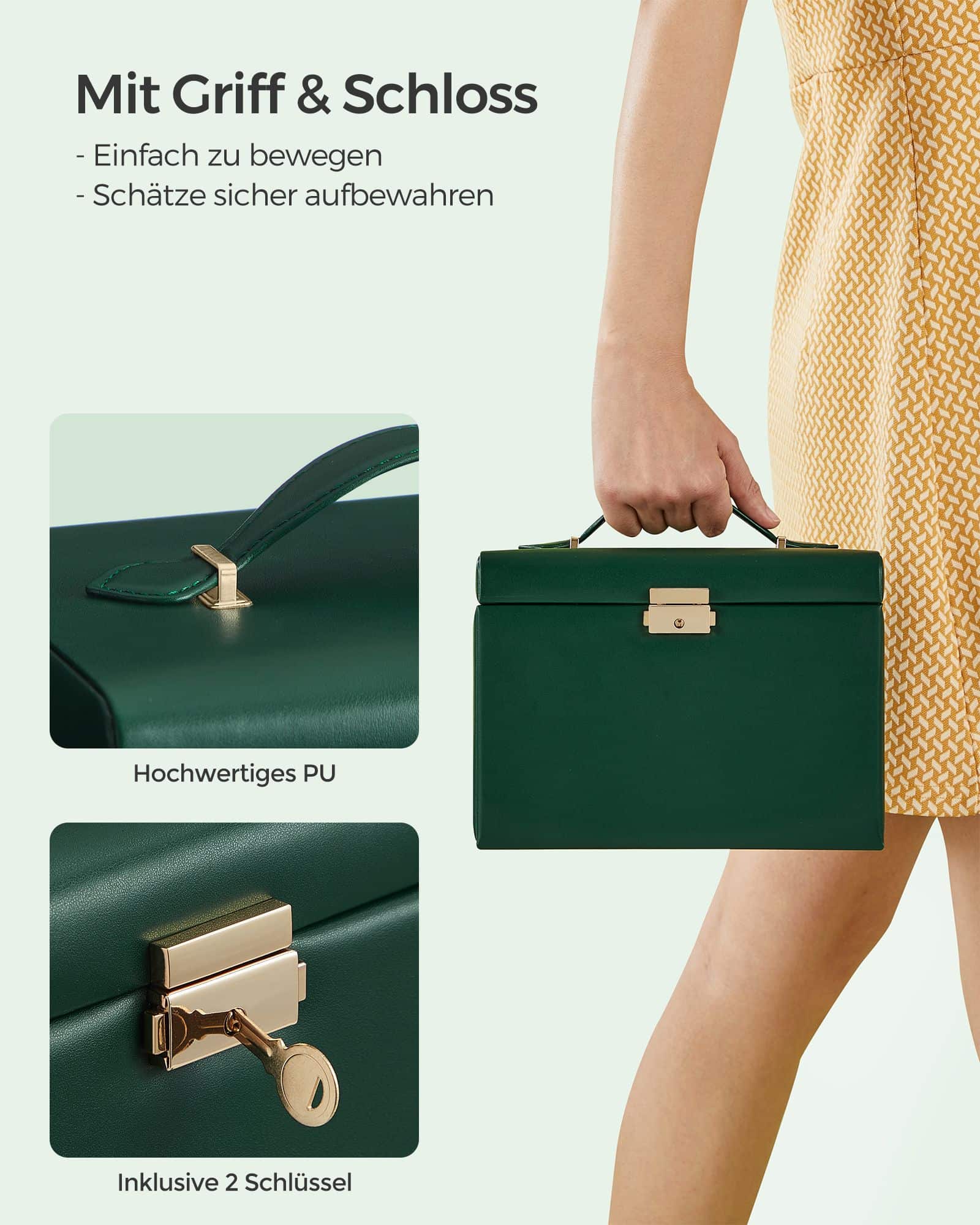 Schmuckkästchen 4 Ebenen mit Spiegel vintagegrün-JBC159C01 Schmuckkästchen 4 Ebenen mit Spiegel vintagegrün-JBC159C01