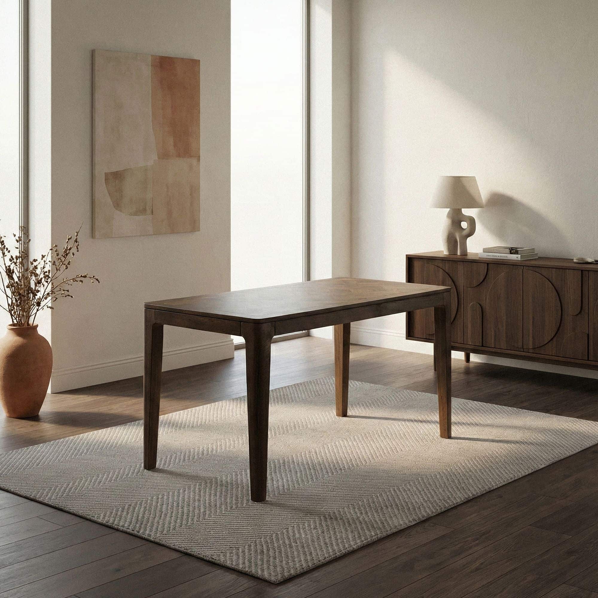 Esstisch Massivholz Mango 120x60 cm Walnuss-Finish - Rechteckiger Esszimmertisch Holz - Küchentisch modern für 6 Personen - Stabiler Holztisch - Tisch für Esszimmer Bistrotisch Handmade