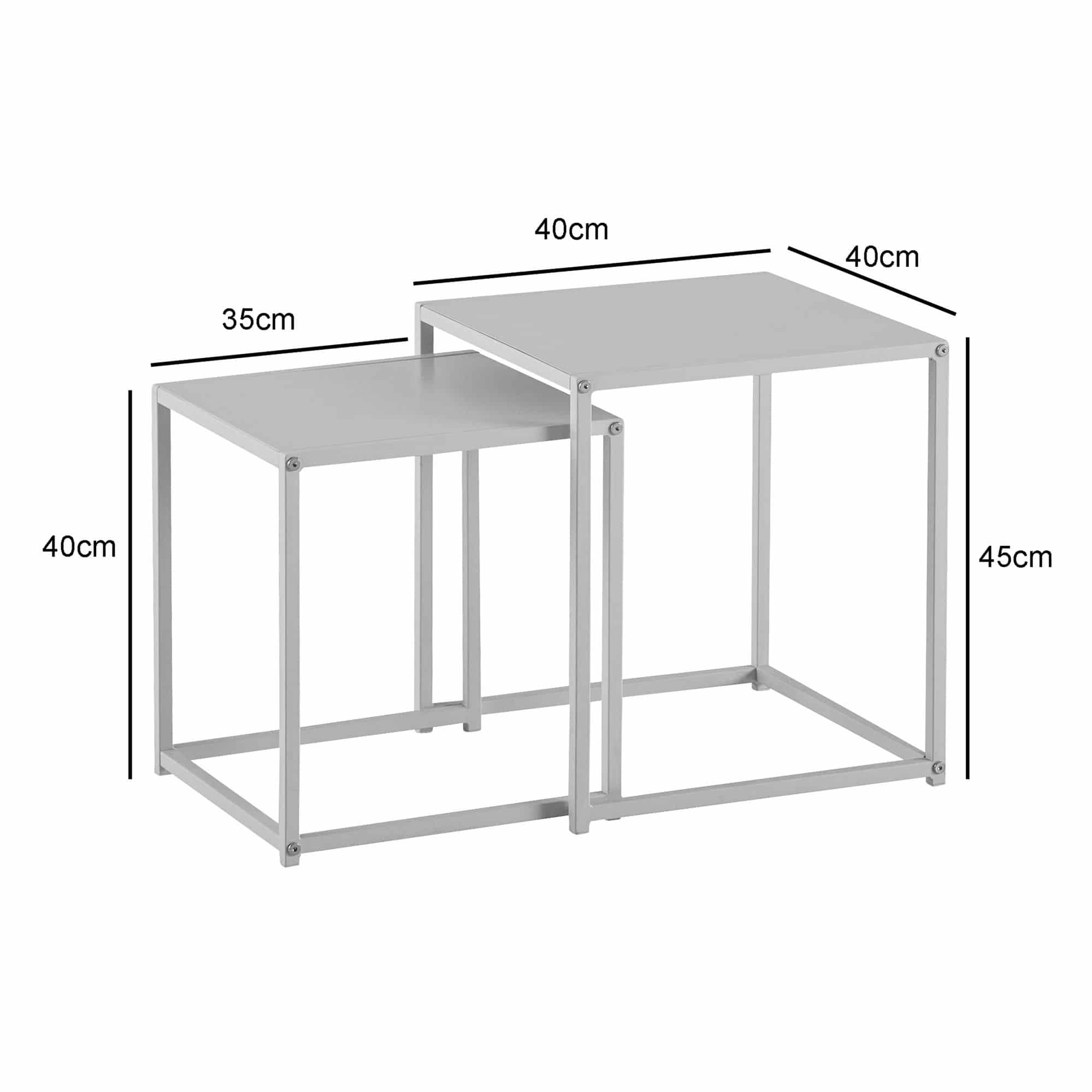 Wohnzimmertisch 2er Set Metall Beistelltisch Eckig Weiß Wohnzimmertisch 2er Set Metall Beistelltisch Eckig Weiß