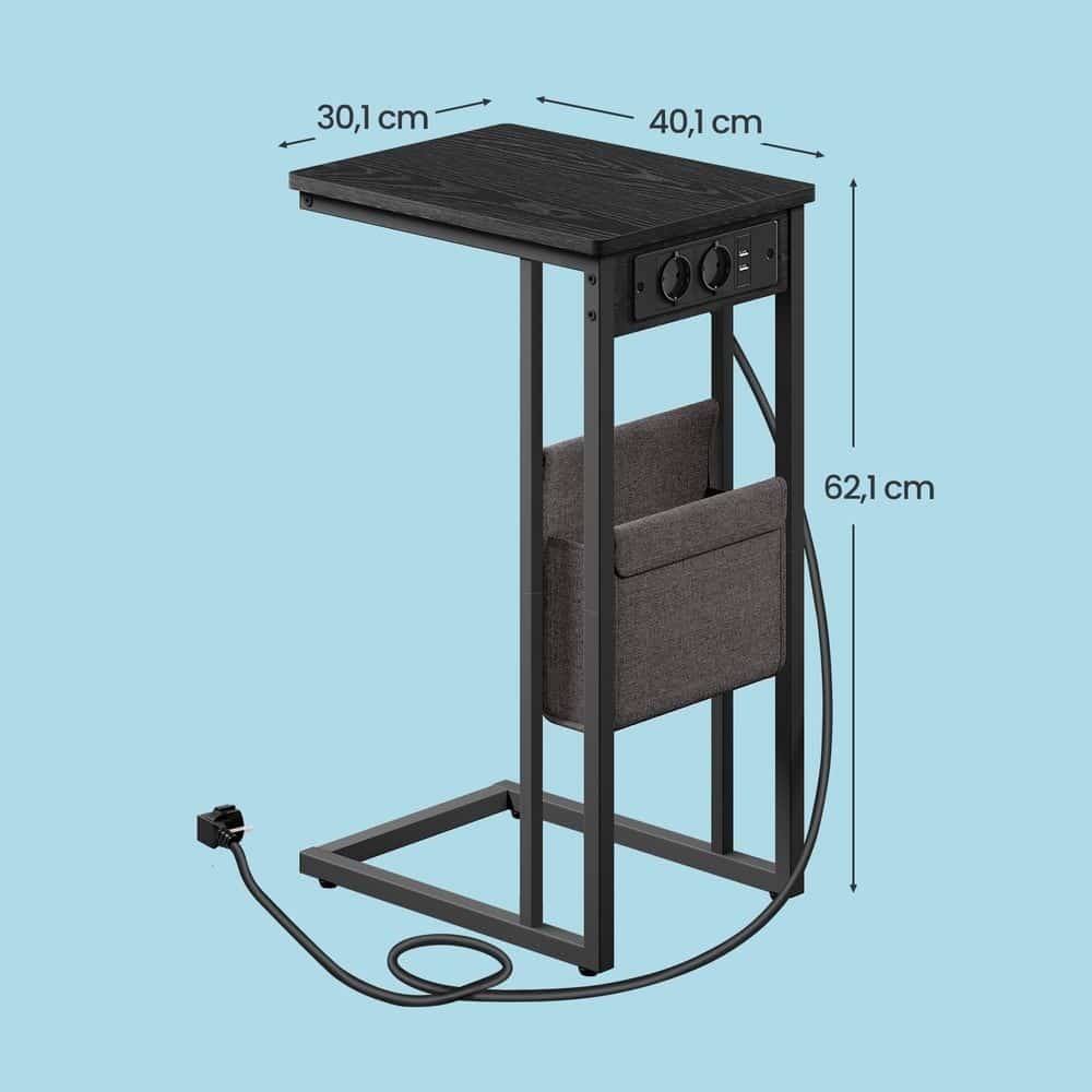 Beistelltisch, c-förmiger Nachttisch mit Ladestation, für kleine Räume Beistelltisch, c-förmiger Nachttisch mit Ladestation, für kleine Räume