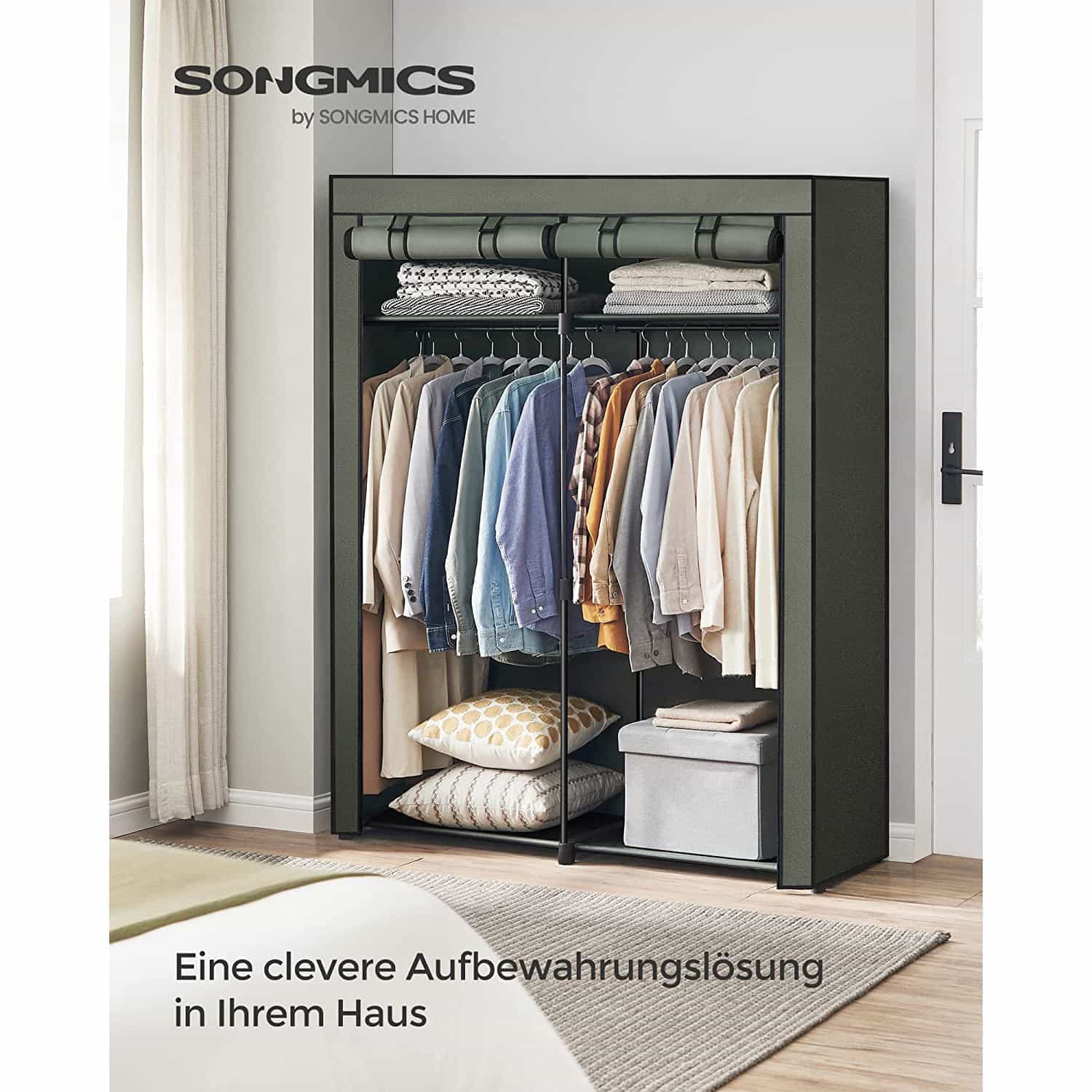 Stoffschrank mit 2 Kleiderstangen salbeigrün Stoffschrank mit 2 Kleiderstangen salbeigrün