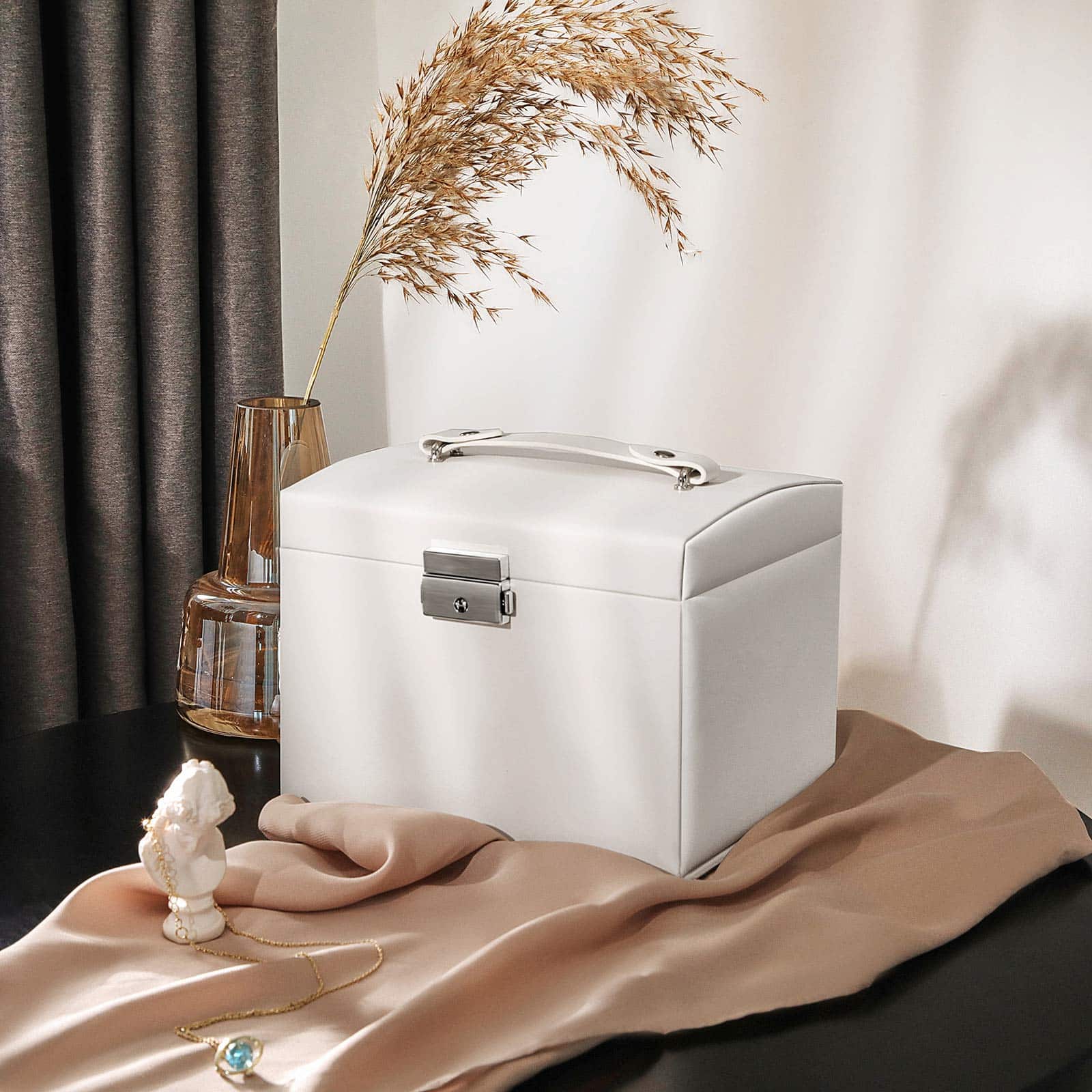 Abschließbares Schmuckkästchen Weiß-B34JBC154W01